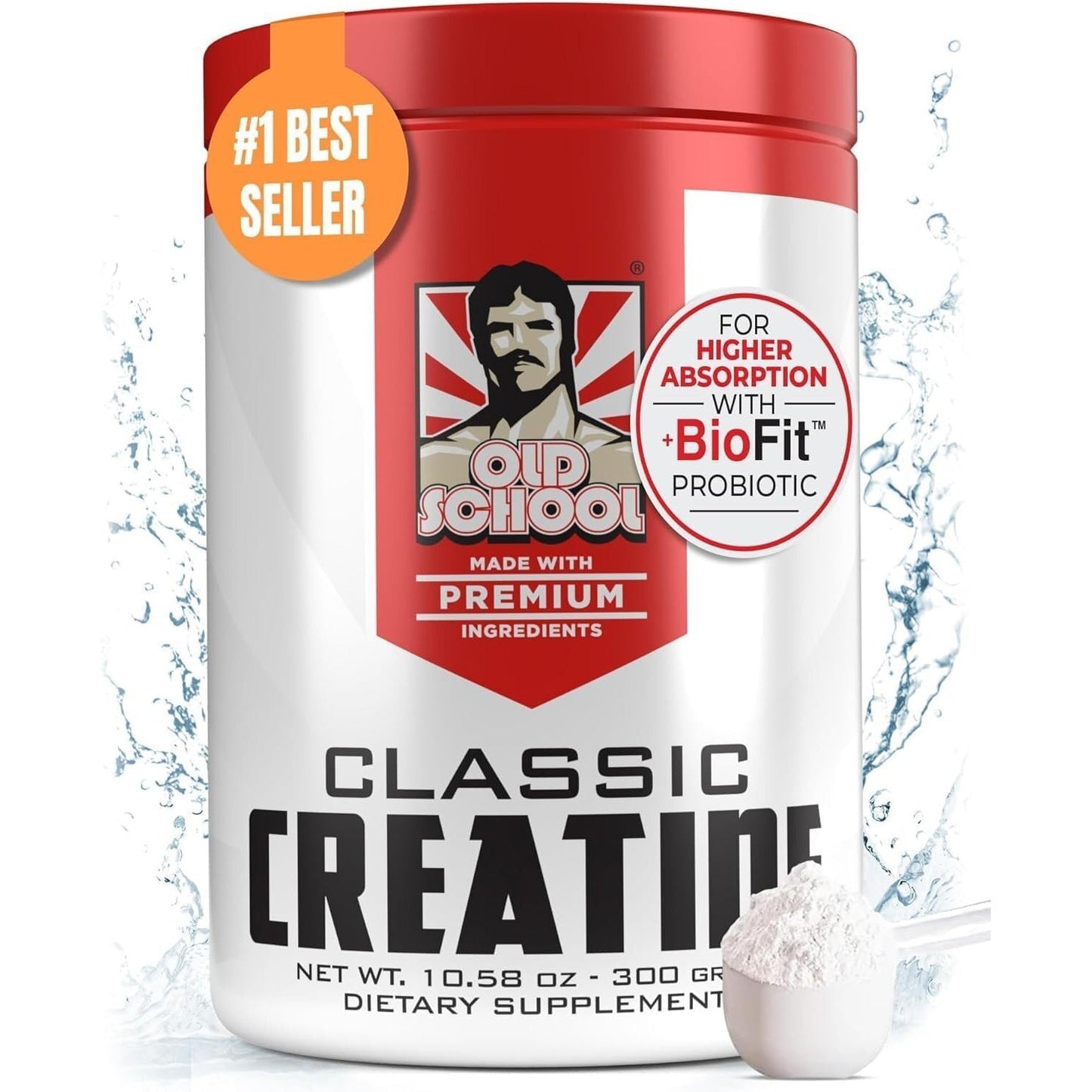 Old School Labs 5000mg Creatine Monohydrate Micronized Powder with BioFit™ (Max Absorption), Performance & Recovery, Strength, Endurance, Focus - Made in USA - Men & Women - 60 Servings - Medaid International