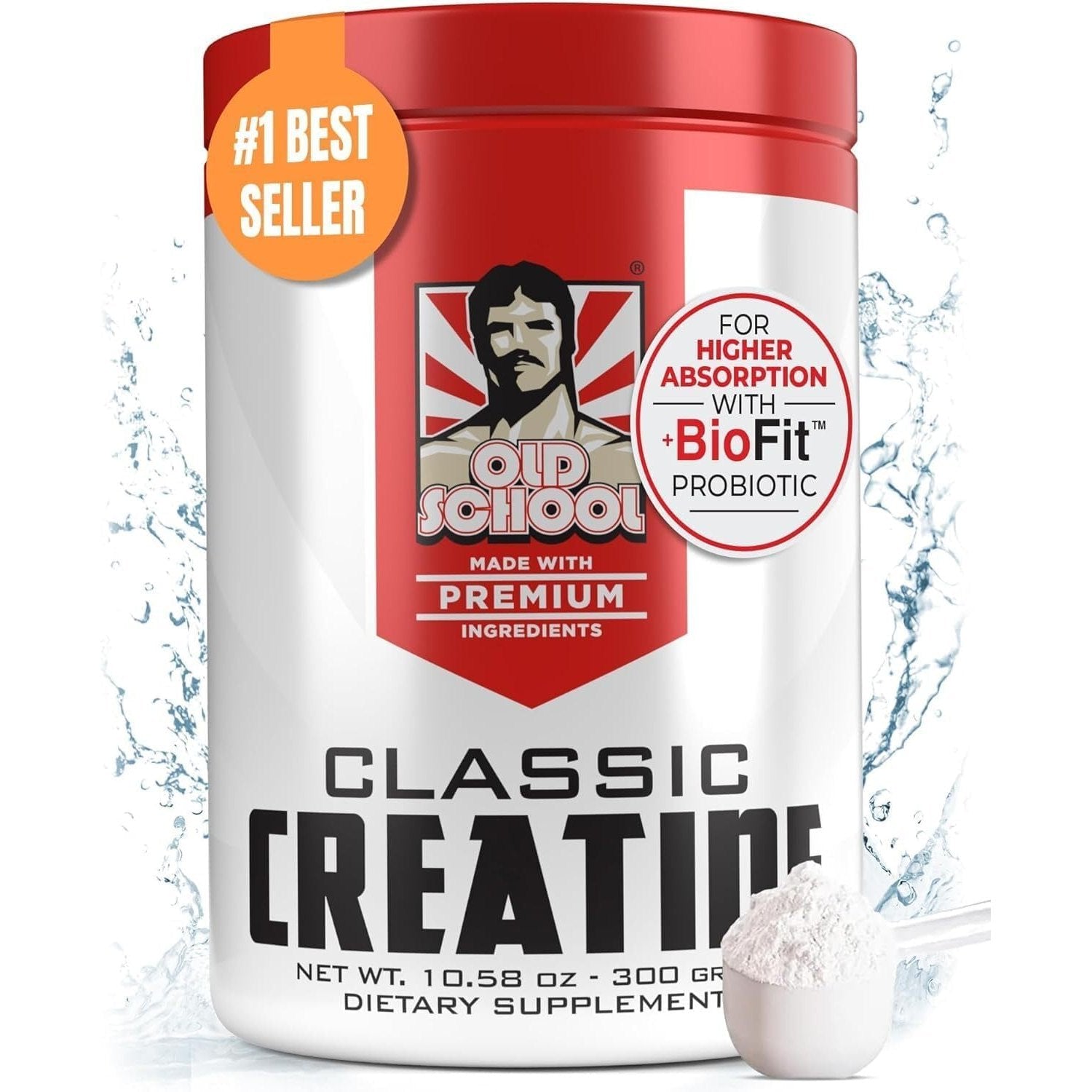 Old School Labs 5000mg Creatine Monohydrate Micronized Powder with BioFit™ (Max Absorption), Performance & Recovery, Strength, Endurance, Focus - Made in USA - Men & Women - 60 Servings - Medaid International