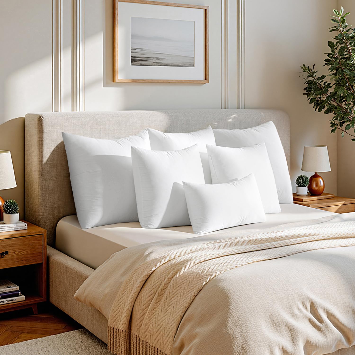 MIULEE 18x18 Pillow Inserts,Set of 2 100% Virgin Microfiber with Cotton Cover Throw Pillows for Couch Sofa and Bed - Medaid International