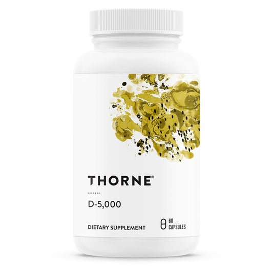 THORNE - Vitamin D-5000 - Vitamin D3 Supplement - Support Healthy Bones, Teeth, Muscles, Cardiovascular, and Immune Function* - NSF Certified for Sport - Dairy-Free, Soy-Free - 60 Capsules - Medaid International