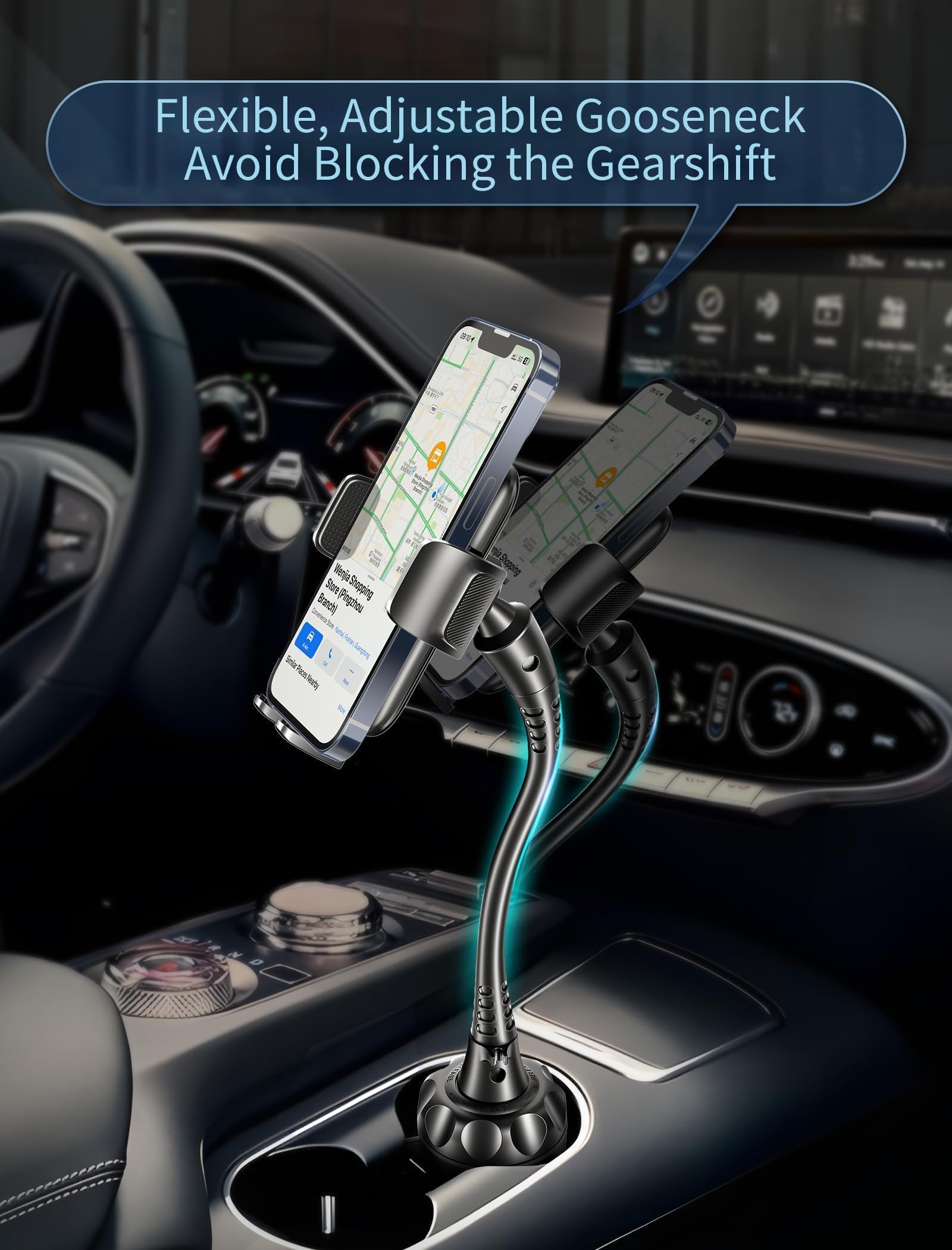 TOPGO Cup Phone Holder for Car [2025 Upgraded Ultra-Sturdy & Non-Shaking] Car Phone Mount with Adjustable Long Gooseneck Cell Phone Automobile Cradles for iPhone 16 Pro Max and More Smartphone - Black - Medaid International