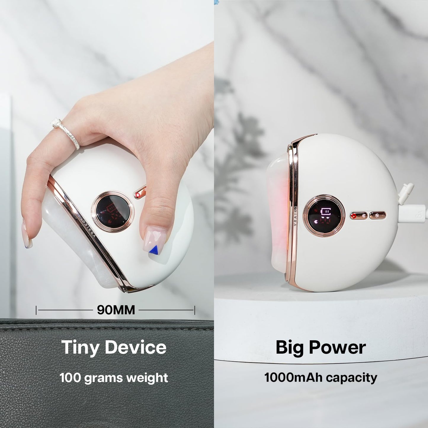 VRAIKO Aurora LED Gua Sha Device, Jade Stone Gua Sha Facial Tool with Heat and Vibration, Face Massager for Anti-Aging Wrinkles Puffiness Skin Rejuvenation and Toning (Aurora) - Medaid International