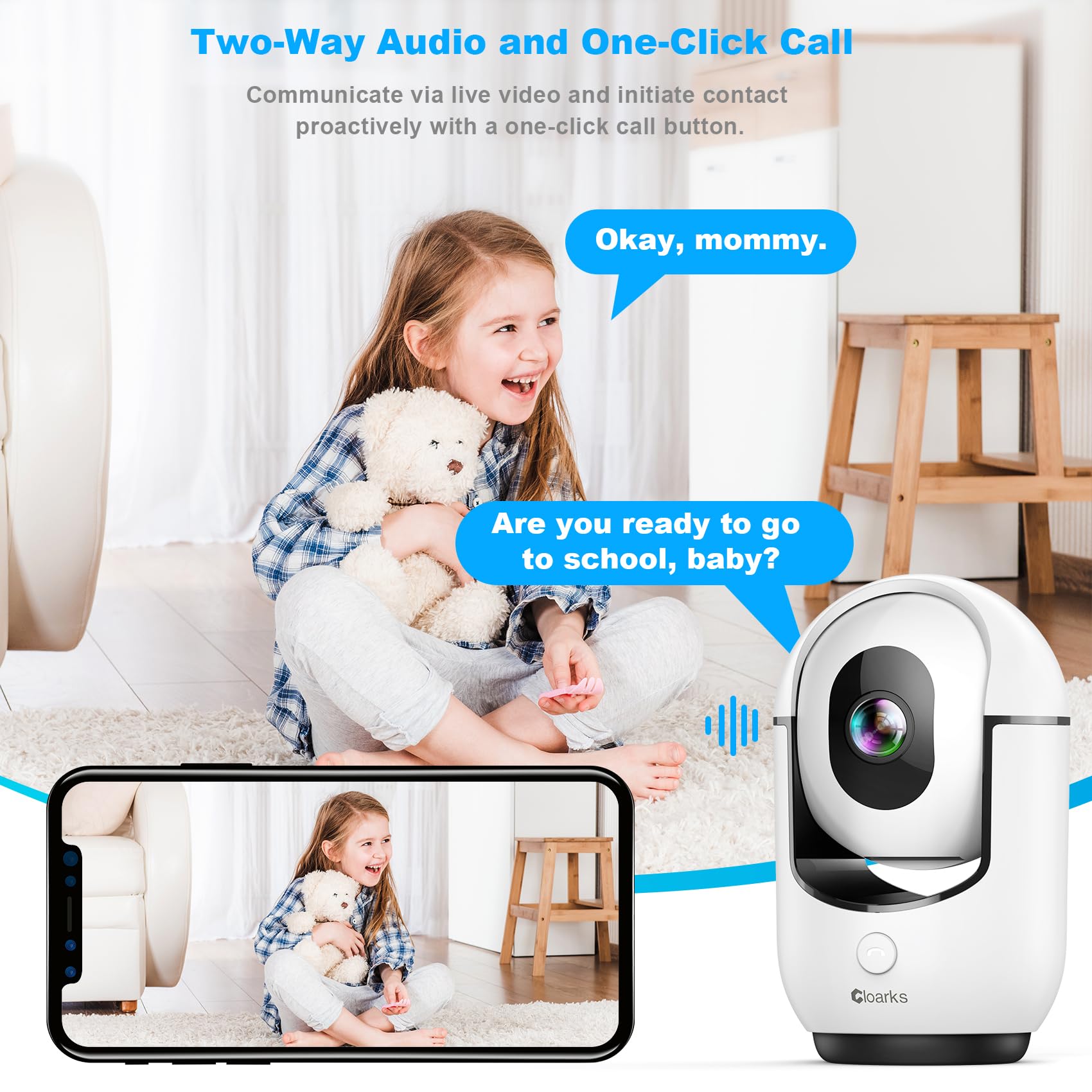 2K Pan/Tilt Security Camera, WiFi Indoor Camera for Home Security with AI Motion Detection, Baby/Pet Camera with Phone App, Color Night Vision, 2-Way Audio, 24/7, Siren, TF/Cloud Storage - Medaid International