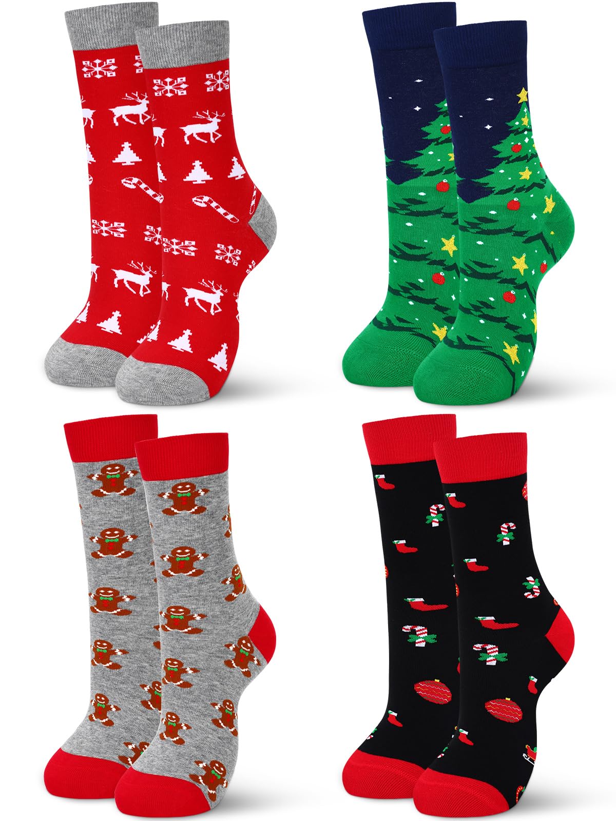 BOARDFEB 4 Pack Christmas Socks, Funny Crew Winter Xmas Socks Warm Cotton Christmas Socks for Men - Medaid International