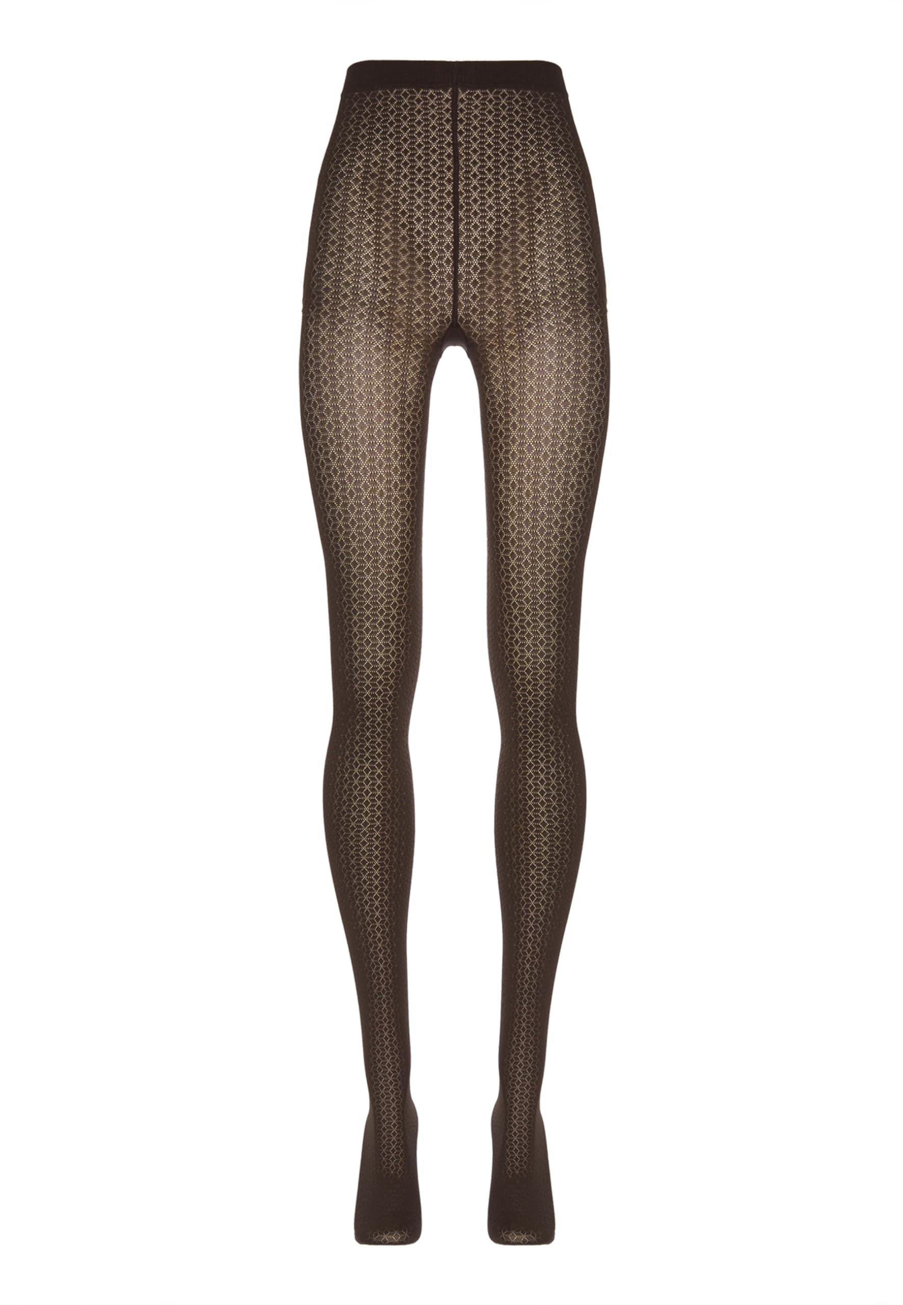 Wolford Mosaic Jacquard Tights For Women 50 Denier Diamond Patterned Pantyhose hosiery Sheer Matte-Shiny Knitted Waistband umber Brown Medium - Medaid International