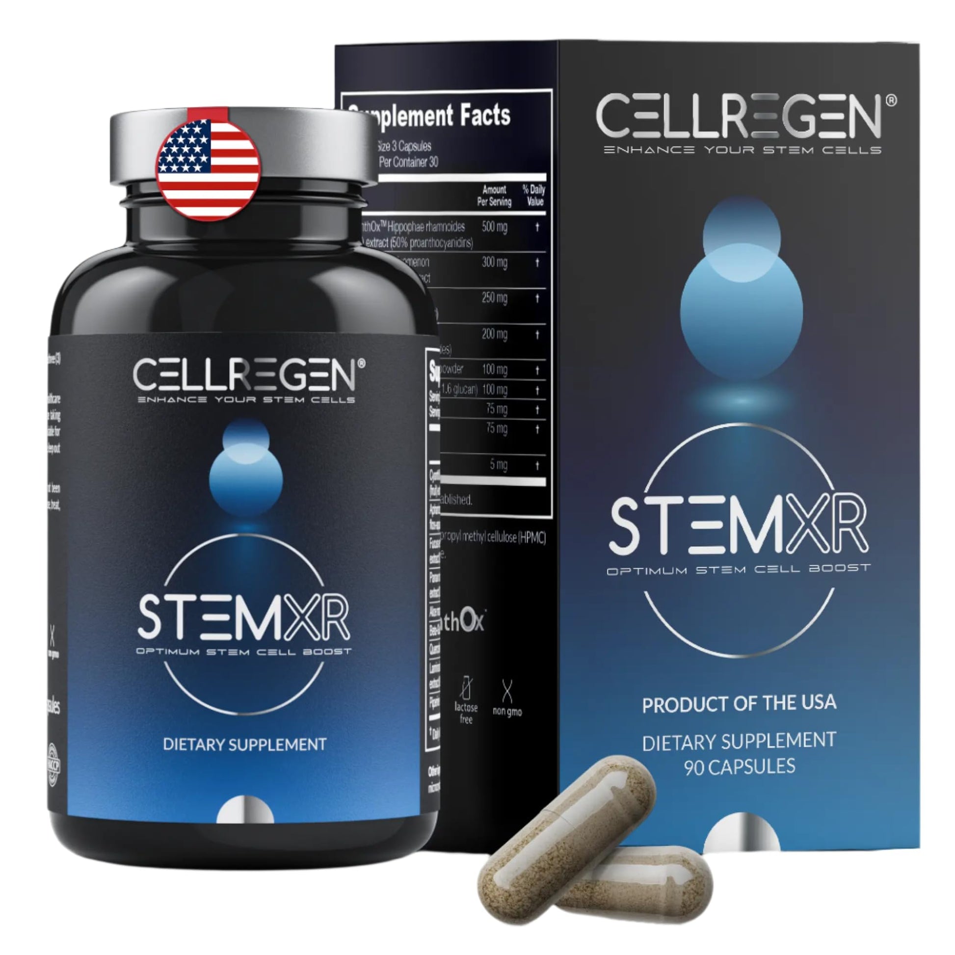 Cellregen StemXR™ Stem Cell Activator & Circulation Booster – Stem Cell Supplement for Men & Women – Blue Green Algae, Longevity, Vitality, Anti-Aging, Energy & Performance Support – 90 Capsules - Medaid International