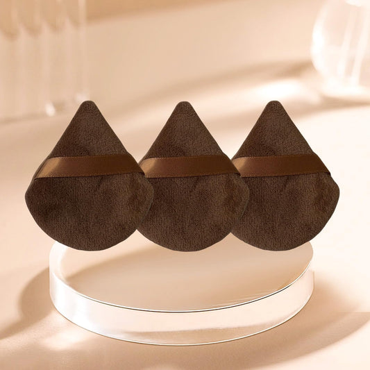 3Pcs Soft Triangle Powder Puff Set, Powder Puffs for Face, Makeup Blenders & Sponges for Foundation, Suitable for Liquid and Cream Cosmetic Makeup Tools (Coffee) - Medaid International
