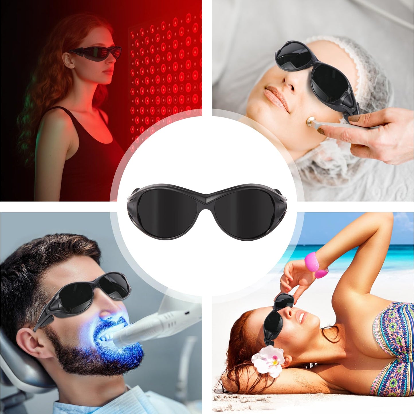 FreeMascot Red Light Therapy Glasses, Laser Safety Glasses IPL 200-2000nm, Eyes Protection for Tanning Goggles and Red Light Therapy - Medaid International