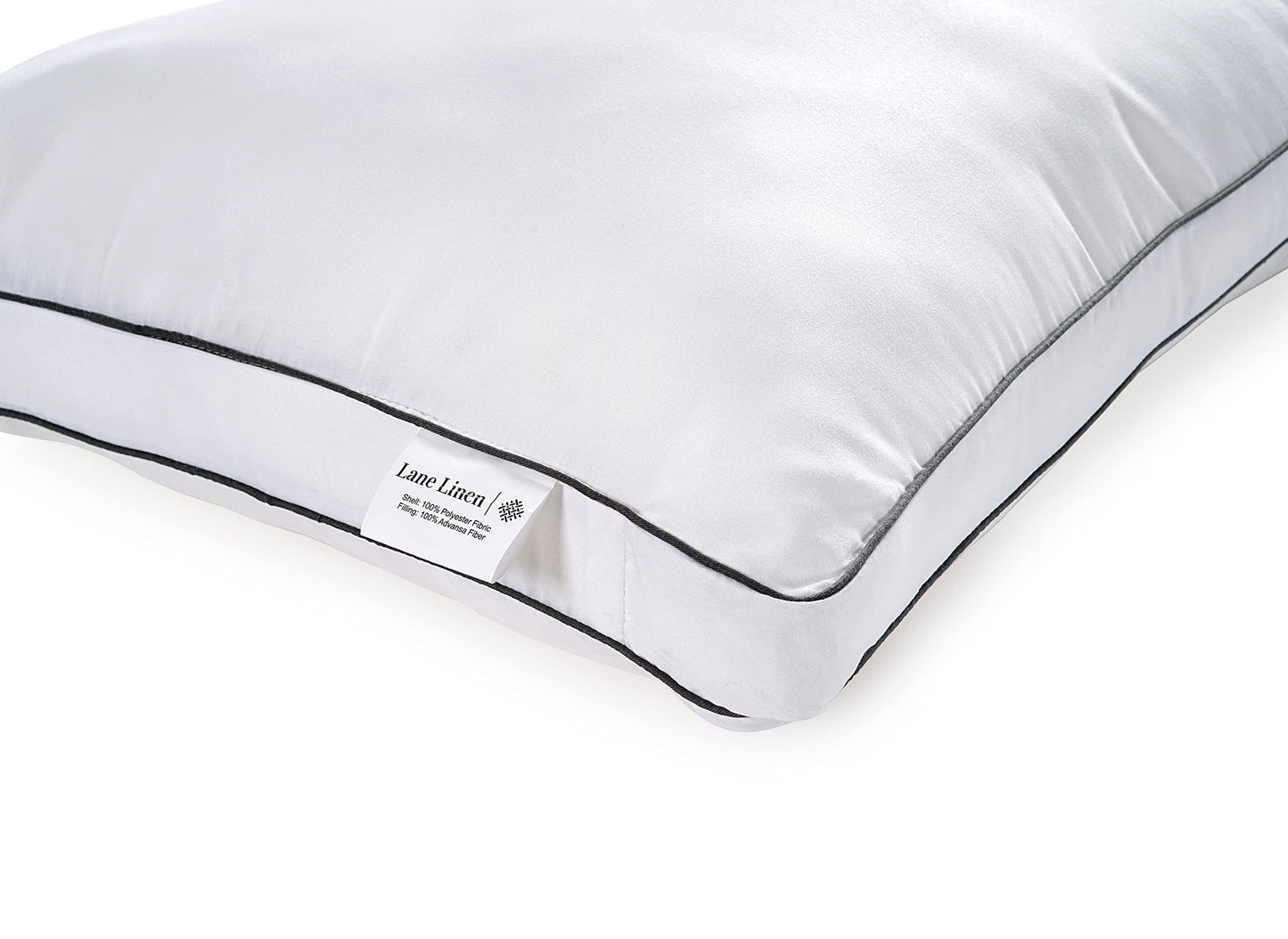 LANE LINEN Pillows Standard Size Set of 4 - Medium Soft Support Gusseted Hotel Quality Pillows for Sleeping, Oeko Tex Certified, Down Alternative Perfect for Back, Stomach or Side Sleepers - White - Medaid International