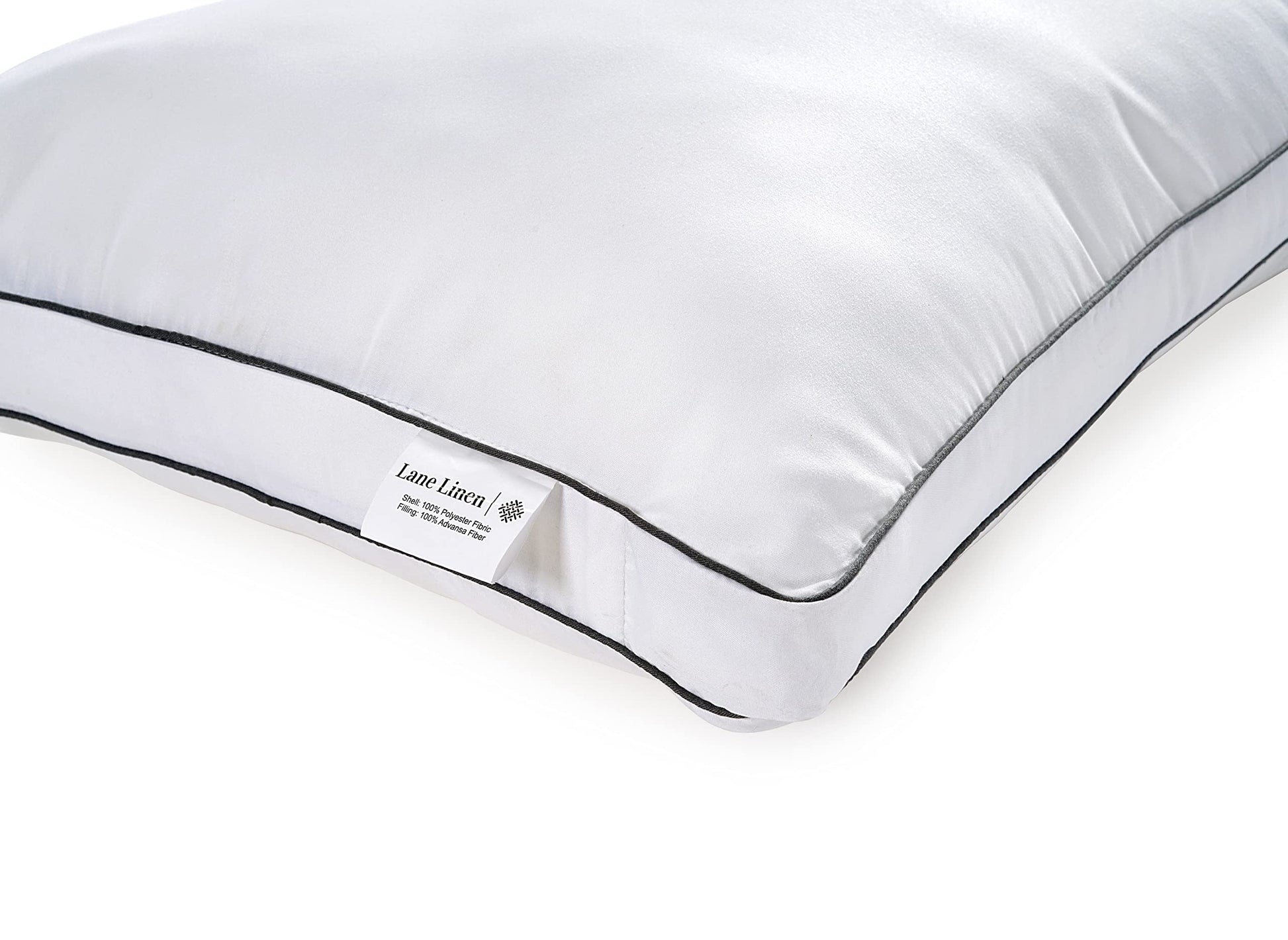 LANE LINEN Pillows Standard Size Set of 4 - Medium Soft Support Gusseted Hotel Quality Pillows for Sleeping, Oeko Tex Certified, Down Alternative Perfect for Back, Stomach or Side Sleepers - White - Medaid International