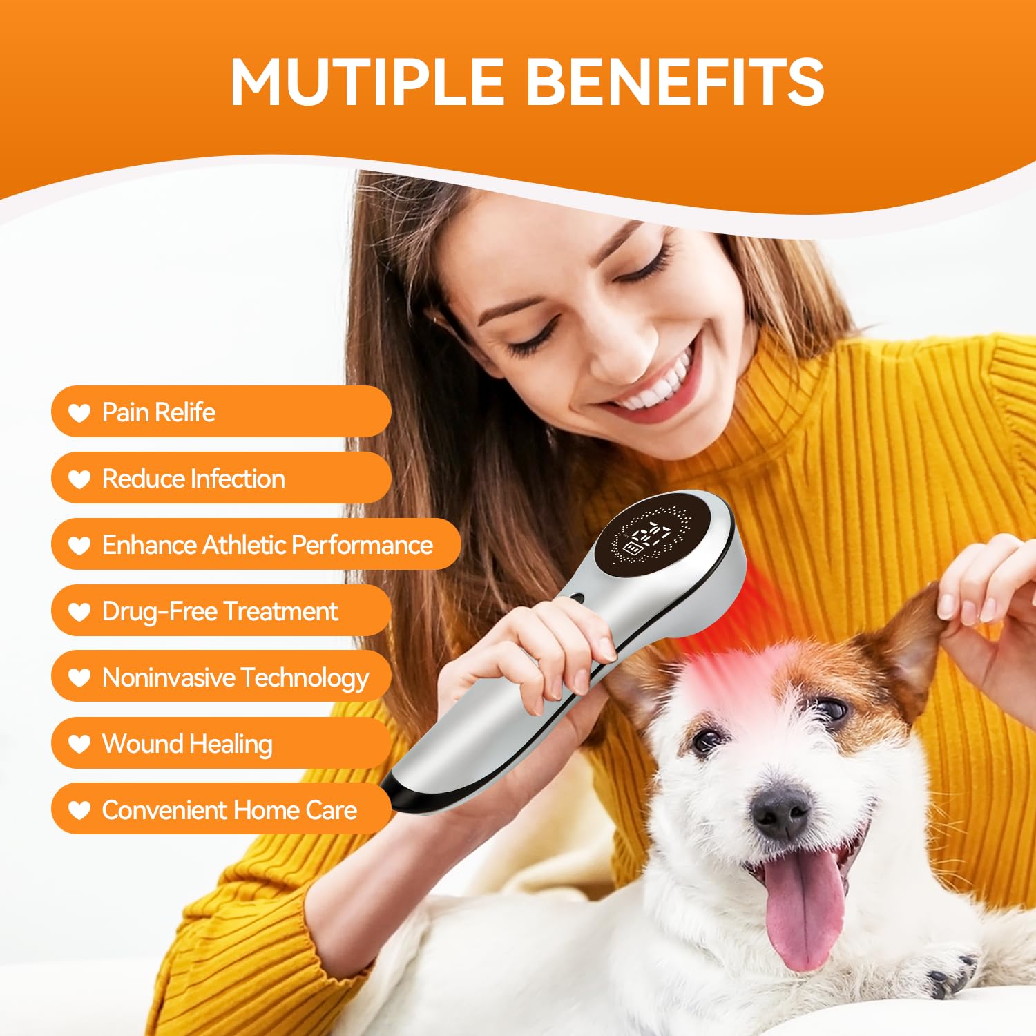 BETISBE Cold Laser Therapy for Pet Animals Vet Muscle & Joint Pain Relief Wound Healing Care，Reduces Inflammation，Near Infrared Light Therapy Device for Dogs Cats Horses with Upgrade Magneti Cover - Medaid International