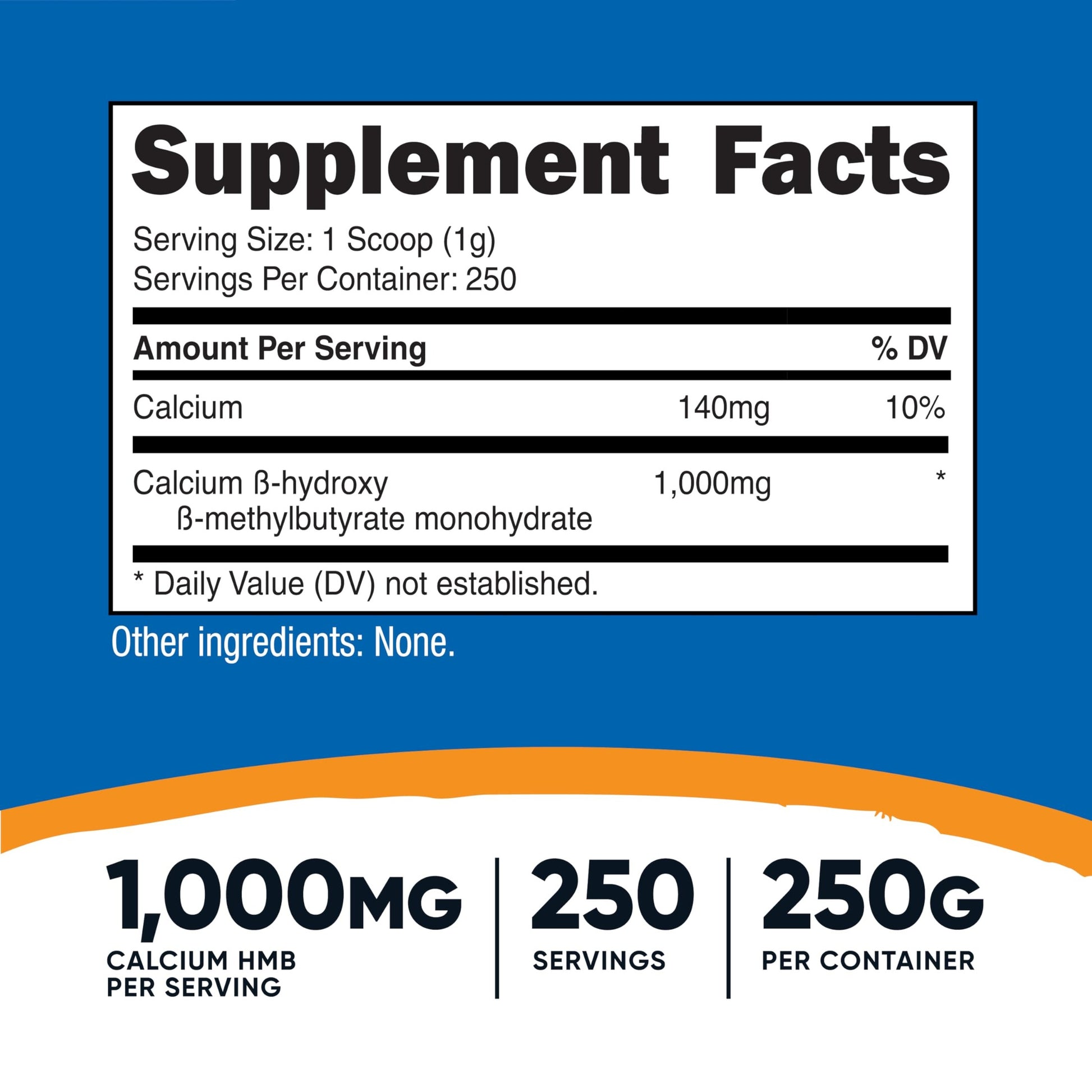 Nutricost HMB Powder (Beta-Hydroxy Beta-Methylbutyrate) 250 Grams - Gluten Free & Non-GMO - Medaid International