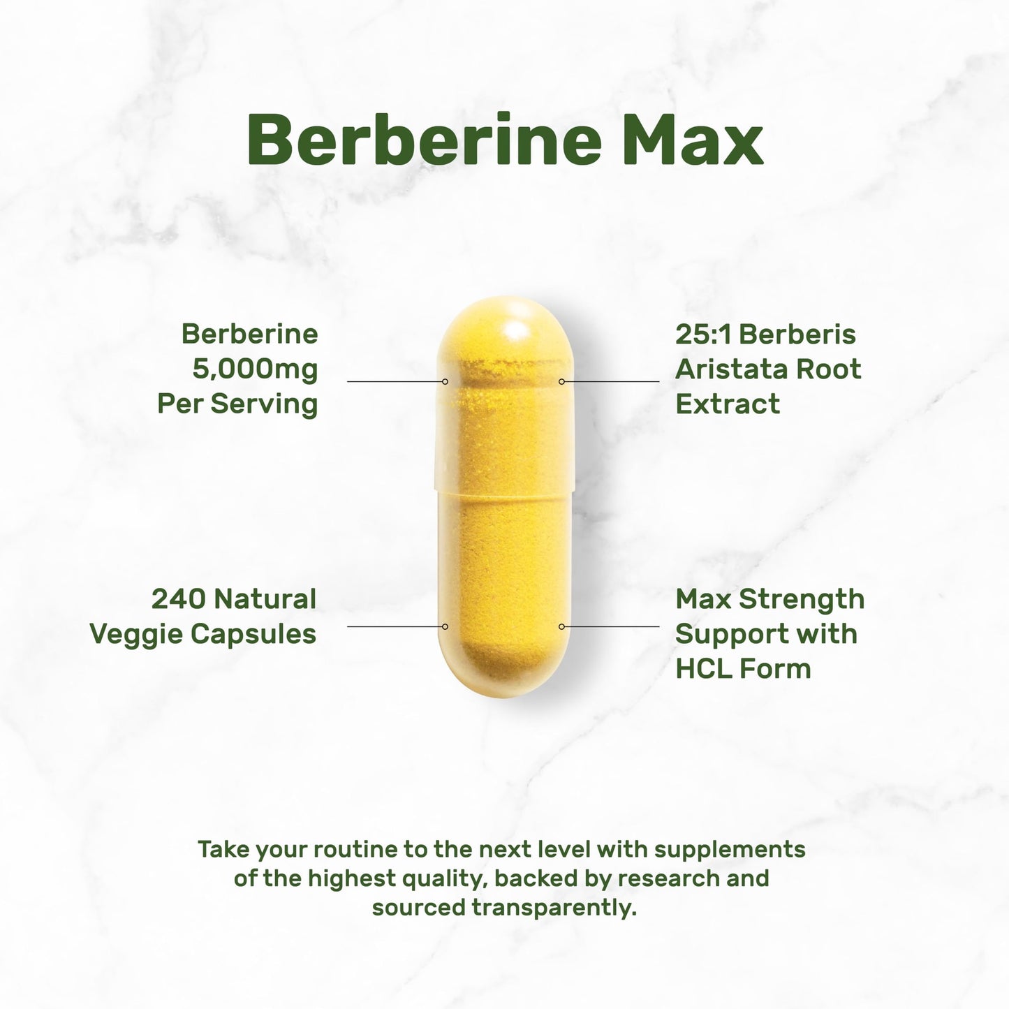 DEAL SUPPLEMENT Berberine Max Supplement with Turmeric, 5,000mg Per Serving, 240 Veggie Capsules – 97% Pure Berberine HCL – 25:1 Root Extract – Vegetarian Friendly, Non-GMO - Medaid International