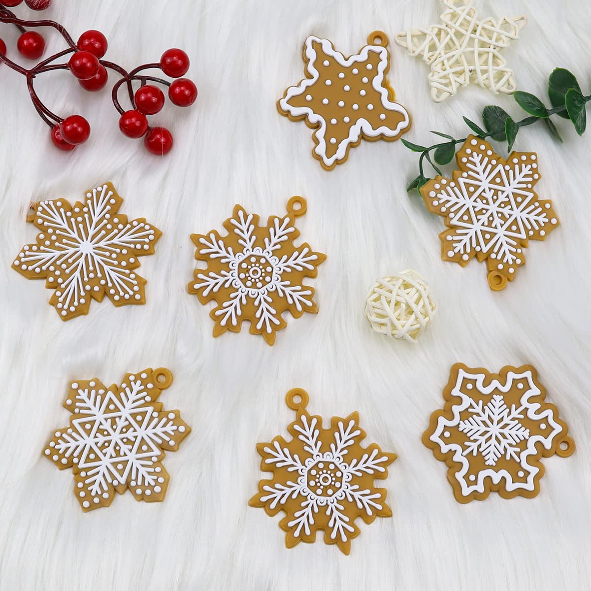 Christmas Tree Ornaments Set - 20pcs Snowflake Decorations, Hanging Xmas Baubles for Home Party Holiday Decor - Medaid International