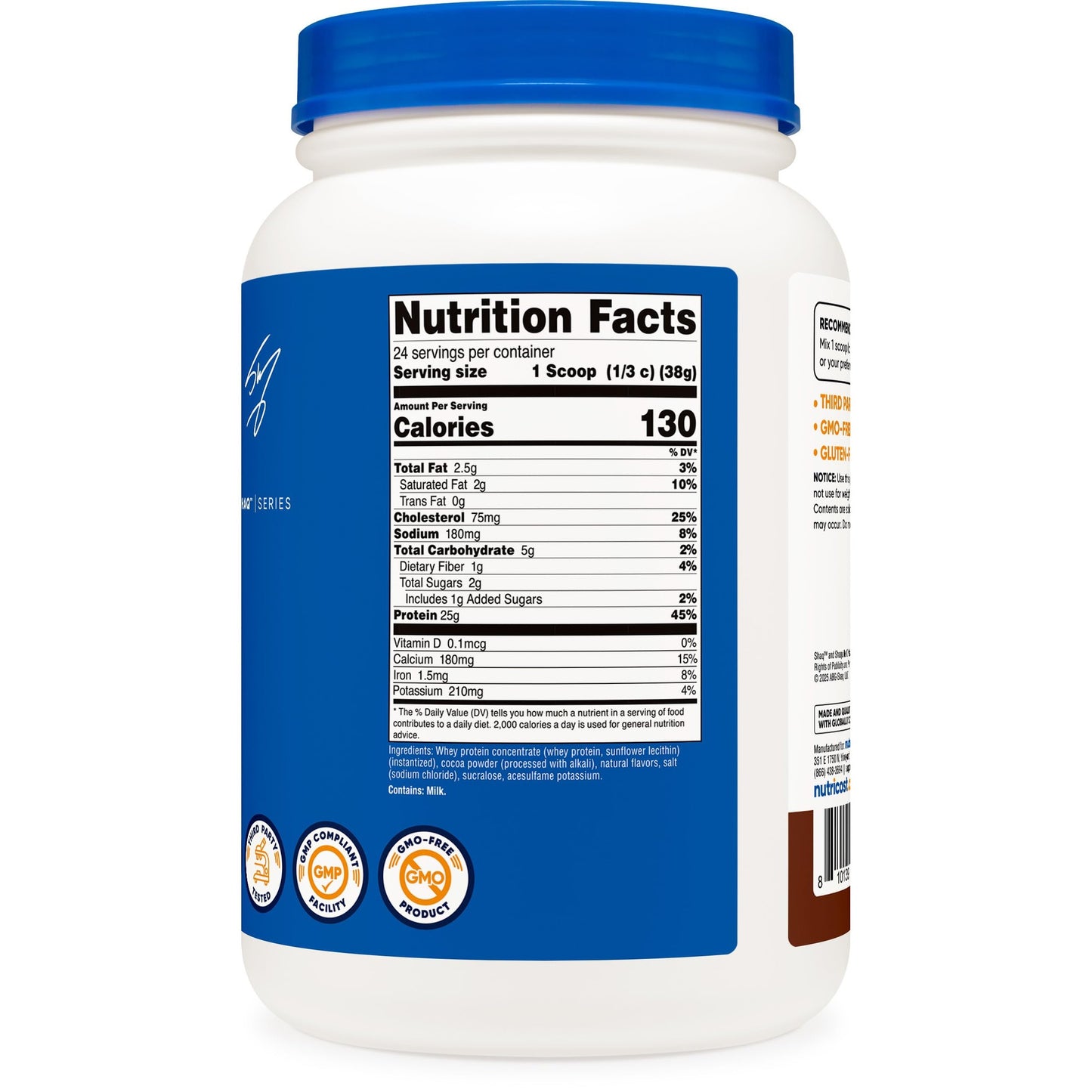 Nutricost Whey Protein Concentrate Powder (Shaq's Double Double Chocolate) 2LBS - 25g Protein, GMO-Free, Gluten-Free - Medaid International