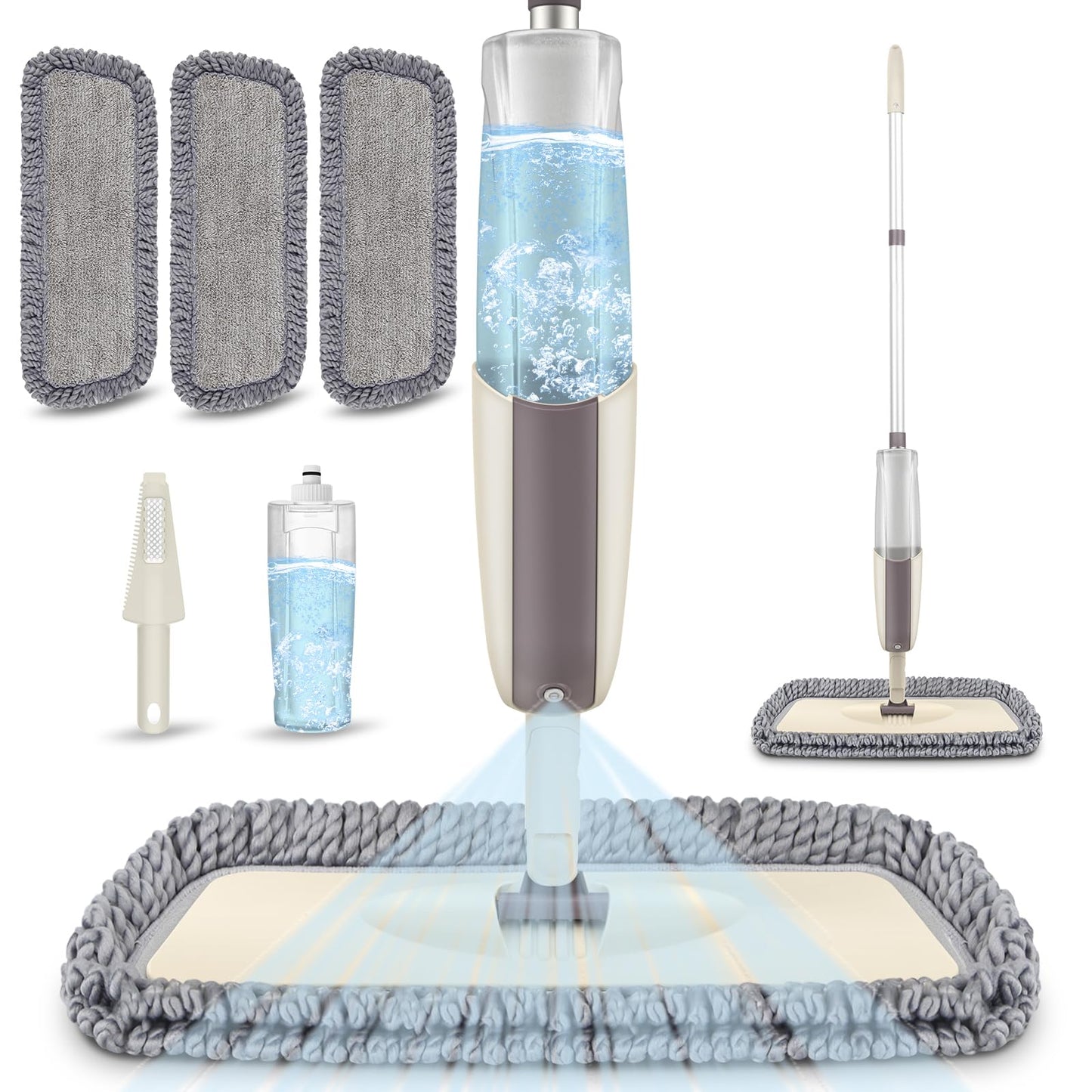 Spray Wet Mops for Hardwood Floor Cleaning - MEXERRIS Microfiber Dust Mop with Spray 3X Reusable Washable Pads Hard Wood Floor Mops Commercial Home Use for Laminate Wood Tiles Hardwood - Medaid International
