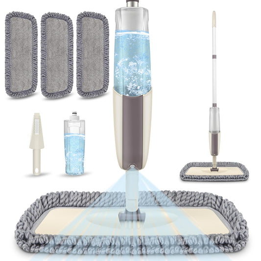 Spray Wet Mops for Hardwood Floor Cleaning - MEXERRIS Microfiber Dust Mop with Spray 3X Reusable Washable Pads Hard Wood Floor Mops Commercial Home Use for Laminate Wood Tiles Hardwood - Medaid International