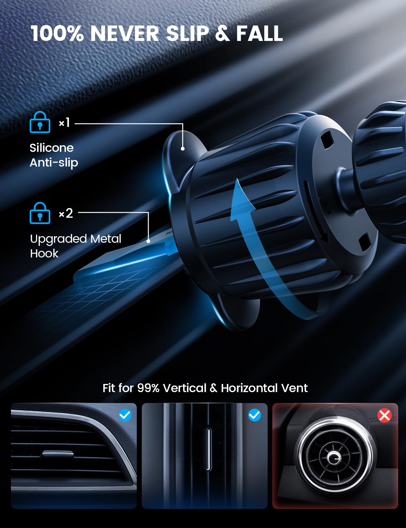 Lamicall 15W Wireless Car Mount Charger - [3-in-1 Upgraded Intelligent Chip] 360° Wireless Car Phone Holder Vent Dashboard Magnetic Car Charger for iPhone 16 Pro Max Silver - Medaid International
