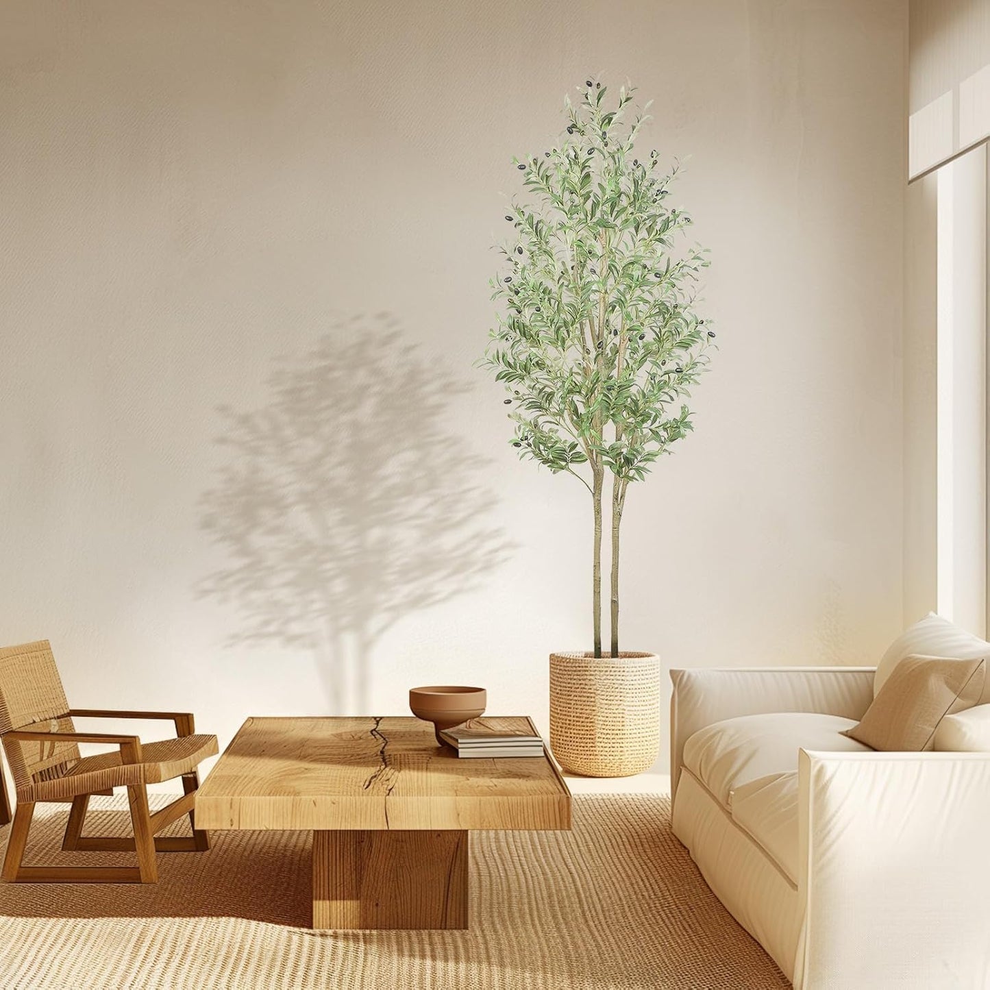 Alupssuc Tall 7ft Artificial Olive Trees, Faux Olive Silk Tree Indoor with Natural Branches & Realistic Leaves, Fake Olive Tree for Home Living Room Bedroom Balcony Corner Office Garden Decor, 7 Feet - Medaid International