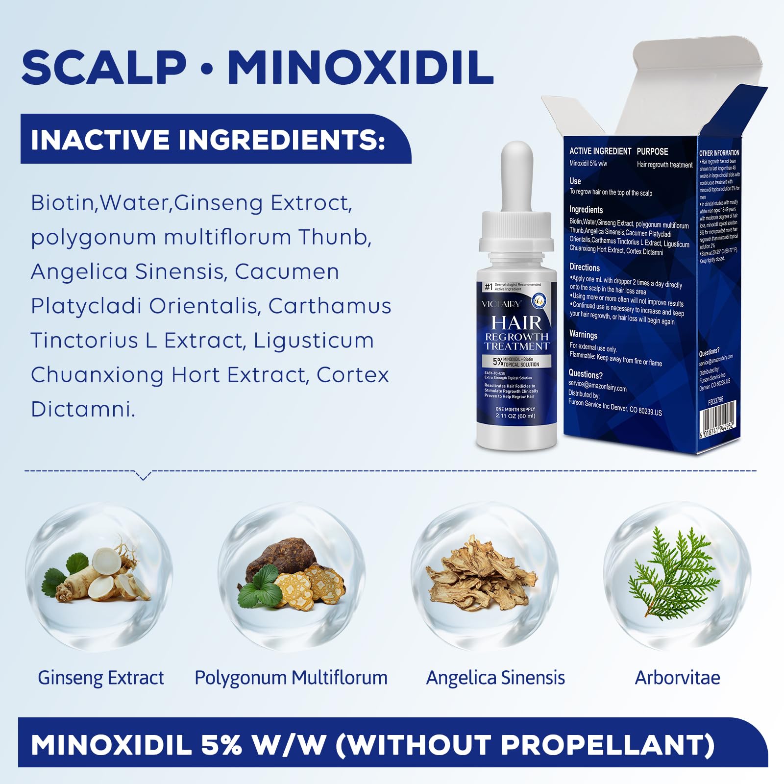5% Minoxidil for Men and Women, Hair Regrowth Treatment for Thinning Hair and Hair Loss, Topical Solution - 1 Months Supply - Dermatologist recommended (Pack of 1) - Medaid International
