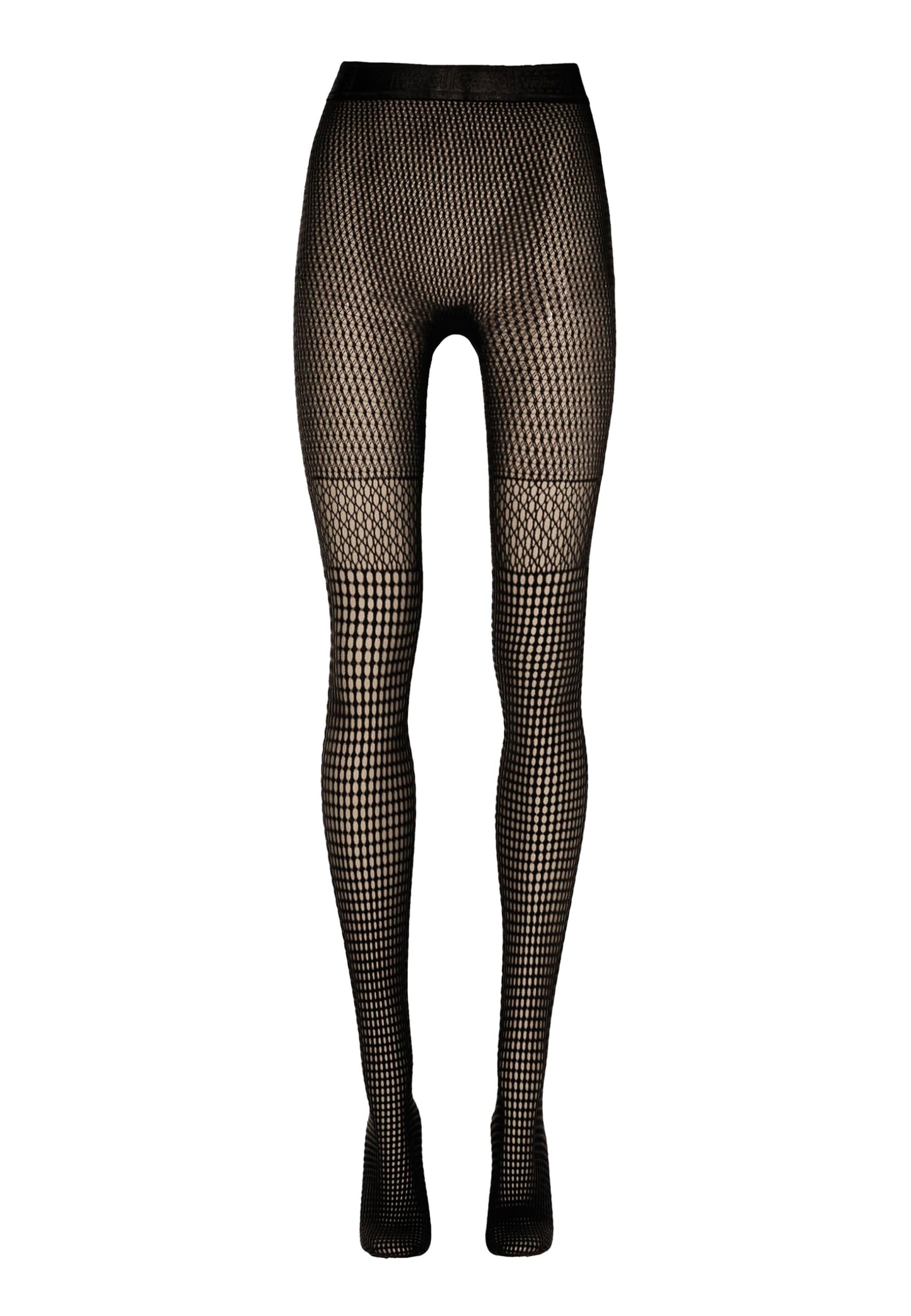 Wolford Mosaic Net Warp-Knit Tights for Women Seamless Geometric Pattern Hosiery with Stay-Up Effect Black Large - Medaid International