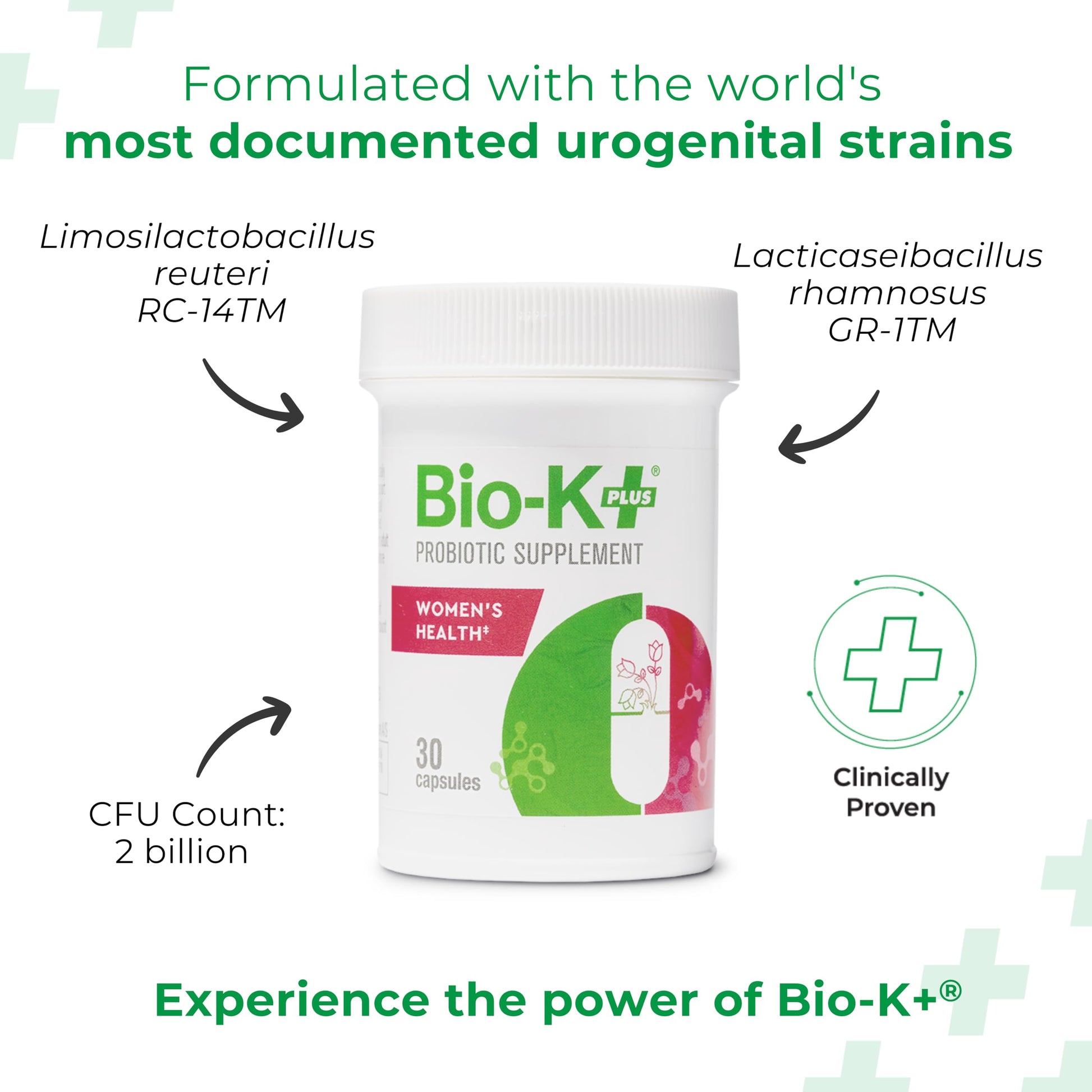Bio K+ Women’s Health – Probiotic Supplement for Women Supports Vaginal & Urinary Tract Health with 2 Billion CFU 2 Strains, Vaginal Probiotics for Women – 30 Capsules - Medaid International