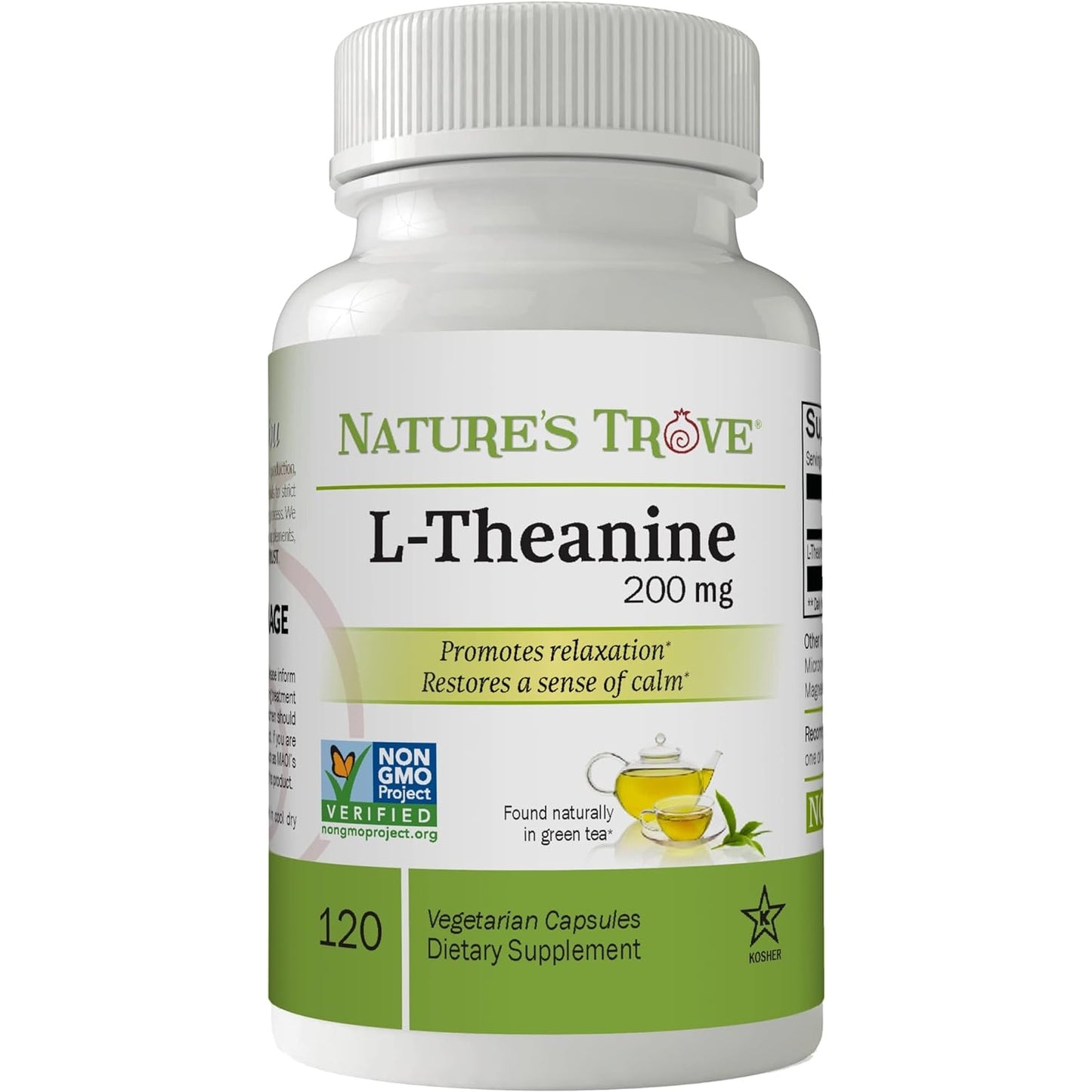 L-Theanine 200mg by Nature's Trove - 120 Vegetarian Capsules - Medaid