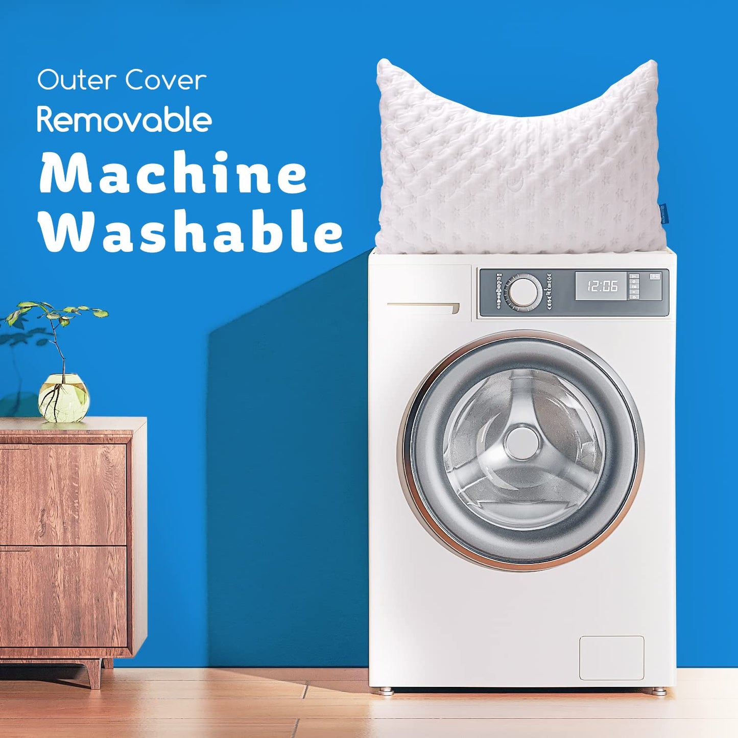 Cooling Side Sleeper Pillow for Neck and Shoulder Pain, Luxury Shredded Memory Foam Curved Bed Pillows for Sleeping Set of 1- Adjustable Queen Size- Washable Cover Crescent White - Medaid International