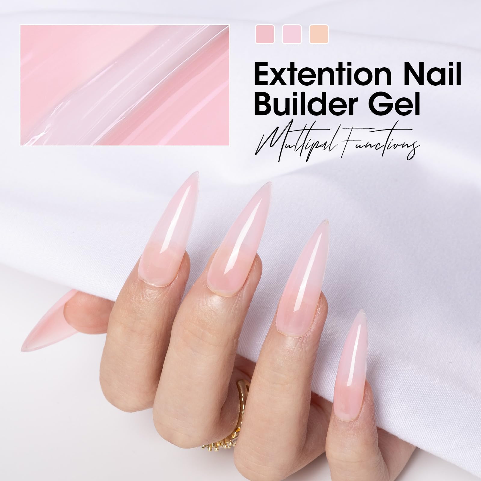 Gellen Professional Extension Poly Gel Soak Off UV Builder Gel Set Acrylic Nail Kit, DIY Home Gel Manicure (15ml, 4 Colors), Peach Clear Pink Lavender - Medaid International