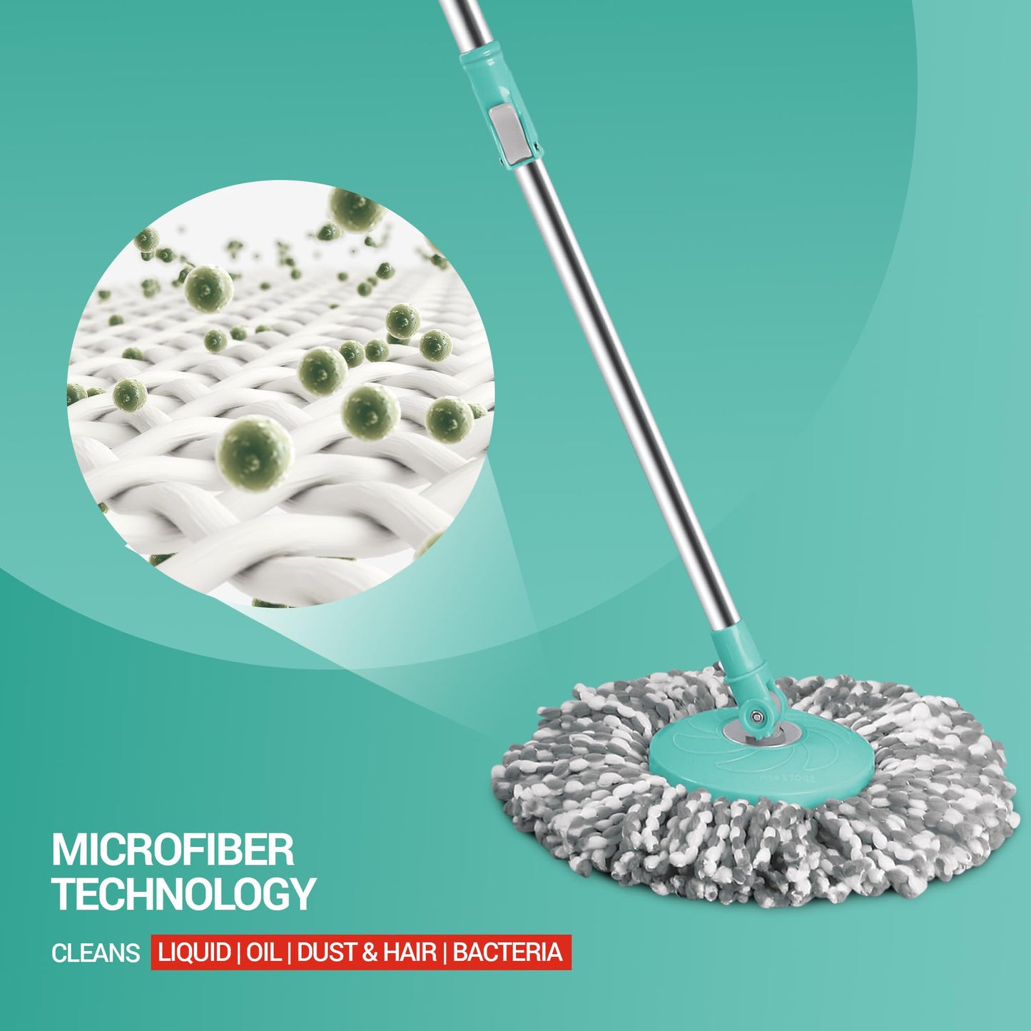 Spotzero Spin Mop and Bucket with Wringer Set and Wheels, 360 Spinning Mops System with 2 Microfiber Refills and Extendable Handle, Floor Cleaning System for Home by Milton (mapa para limpiar el piso) - Medaid International