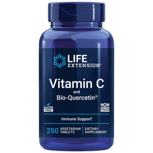 Life Extension Vitamin C and Bio-Quercetin®, Cardiovascular Health Supplement, Immune Support, Highly absorbable, quercetin, Vitamin C, Gluten Free, Non-GMO, Vegetarian, 250 Tablets - Medaid International