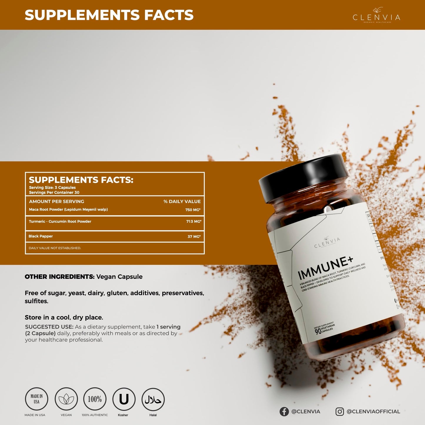 Immune Support Supplement – Advanced Herbal Blend with Turmeric, Maca Root & Black Pepper – Daily Wellness Formula – 90 Vegan Capsules – Made in USA - Medaid International