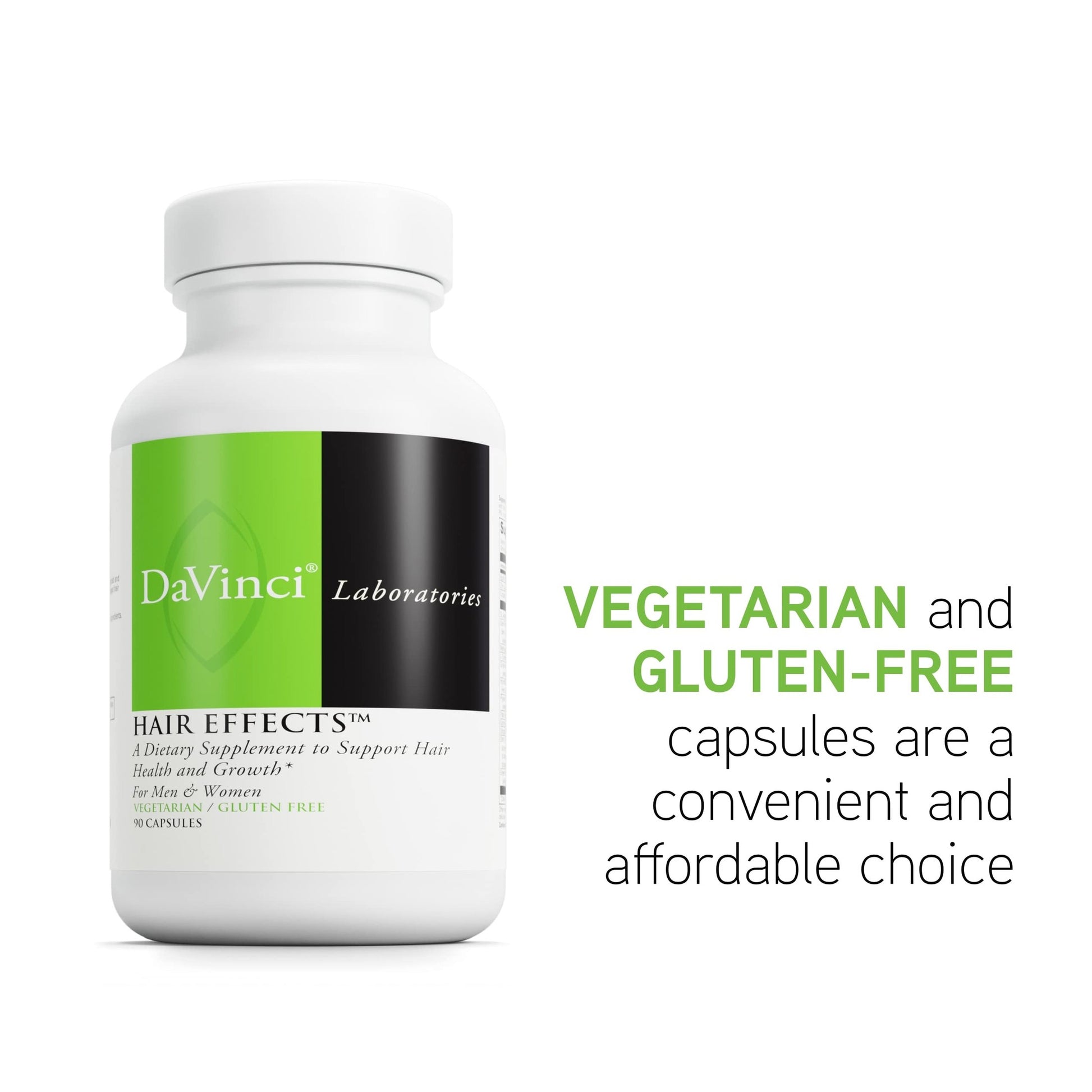 DAVINCI Labs Hair Effects - Dietary Supplement to Support Healthy Hair Growth and Skin* - with Biotin, Zinc, Copper, Saw Palmetto and Grape Seed Extract - Gluten-Free - 90 Vegetarian Capsules - Medaid International