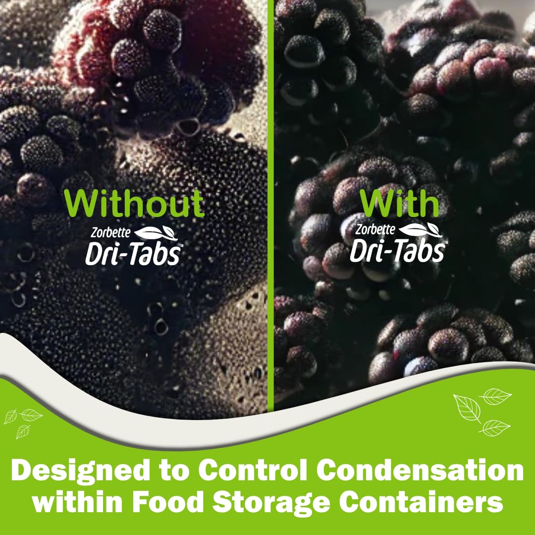Zorbette Dri-Tabs | Food-Safe Moisture Absorbers – Keep Fruits, Veggies, Snacks, Bread & More Fresher, Longer! Eco-Friendly, Plant Based Desiccant That Replaces Silica Gel Packets - 75pk (Green) - Medaid International