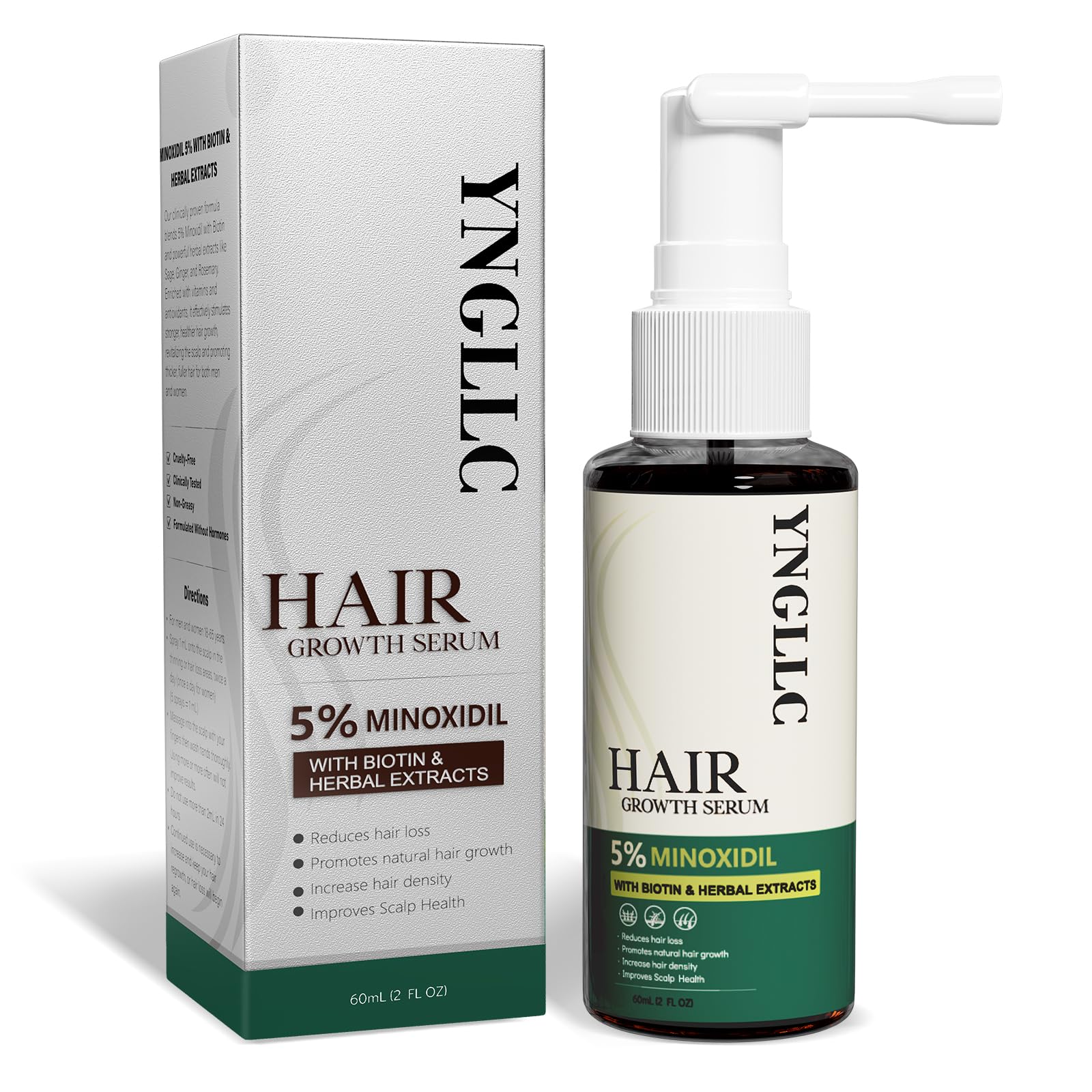 5% Minoxidil Hair Growth for Men and Women, Extra Strength Minoxidil Hair Loss Treatment Serum with Biotin & Herbal Extracts for Faster Thicker Stronger Hair Growth 60mL - Medaid International