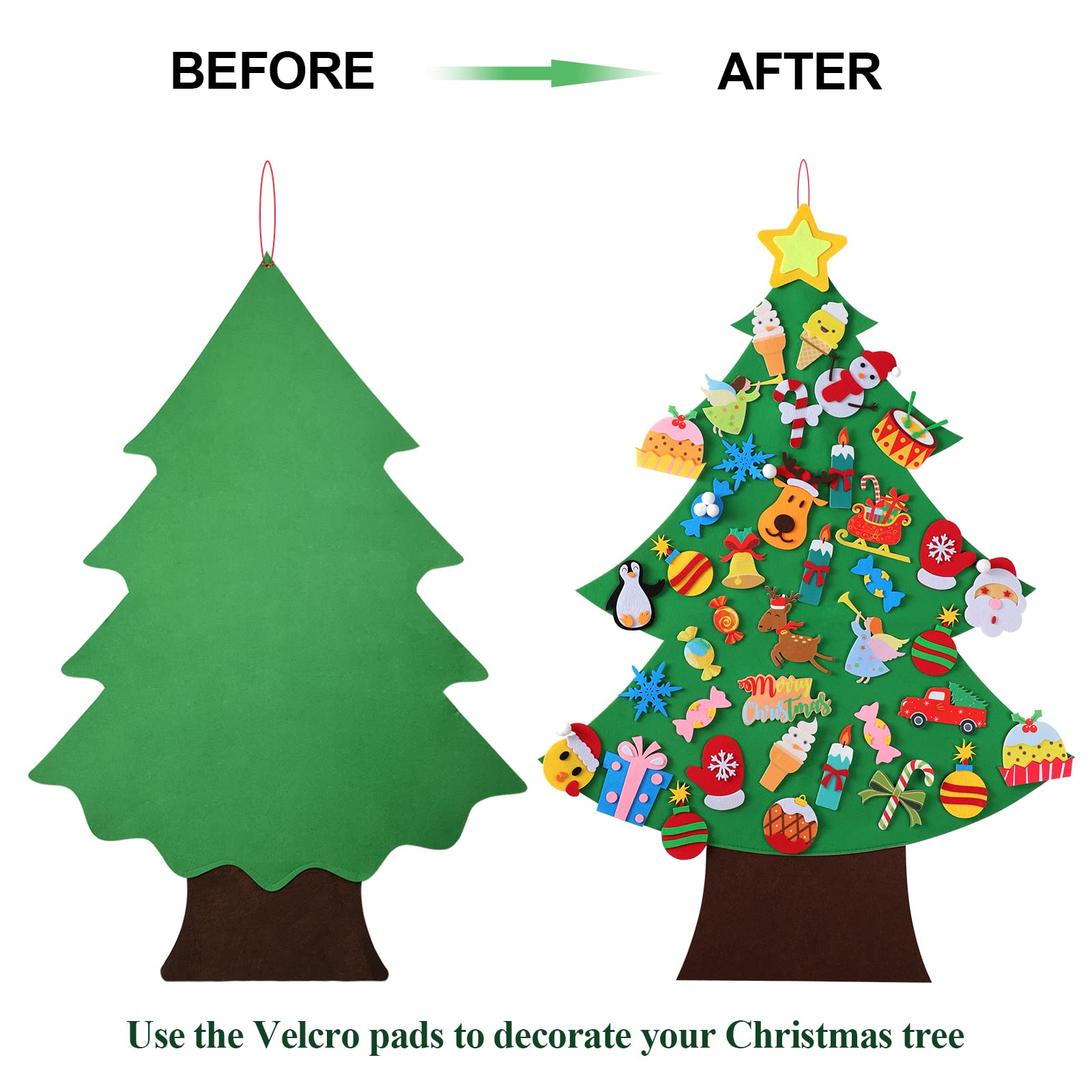 Felt Christmas Tree - 3.5 FT Wall Felt Christmas Tree for Kids with 40 Pcs Ornaments, DIY Xmas Gifts for Christmas Decorations - Medaid International