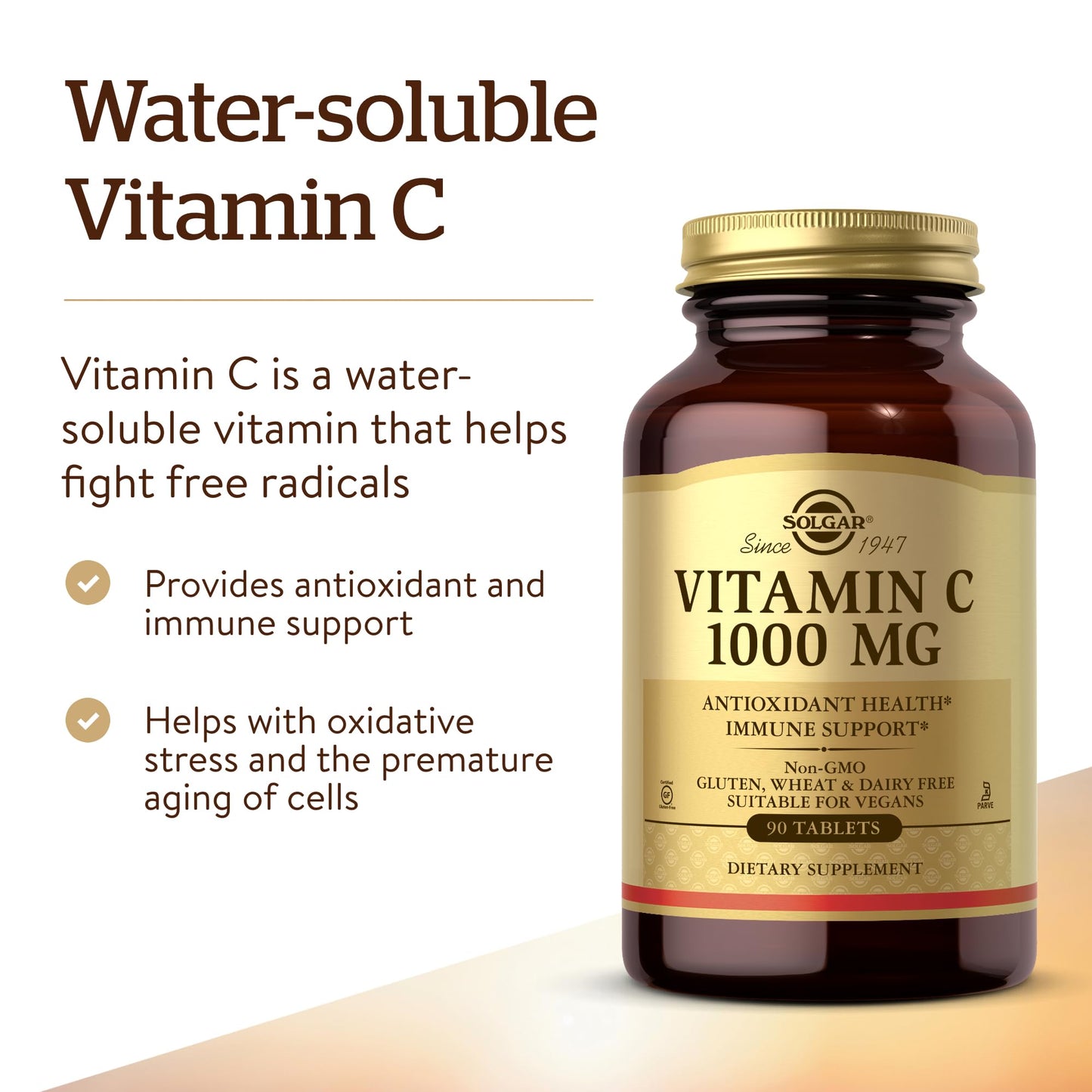 Solgar Vitamin C 1000 mg, 90 Tablets - Antioxidant & Immune Support, Overall Health, Healthy Skin & Joints - Bioflavonoids Supplement - Non-GMO, Vegan, Gluten Free, Kosher - 90 Servings - Medaid International
