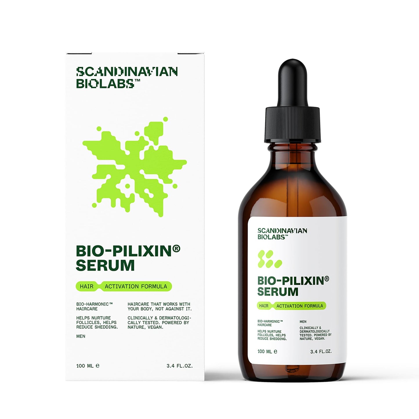 Scandinavian Biolabs Bio-Pilixin® Serum For Men | Helps Reduce Hair Loss Due to Breakage, Help Activate Hair Growth, Stem Cell Technology, Drug-Free Daily Use, Clinically Tested, 100 mL/ 3.4 Oz - Medaid International