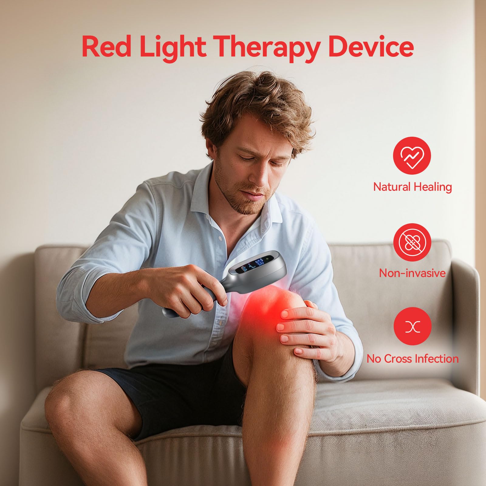 Cold Red Light Therapy Device – Dual Wavelength 8×808nm & 30×650nm Red Light Therapy Wand – Handheld Infrared Light Therapy for Body, Knee, Shoulder, Back, Muscles, Joints and Pets - Medaid International