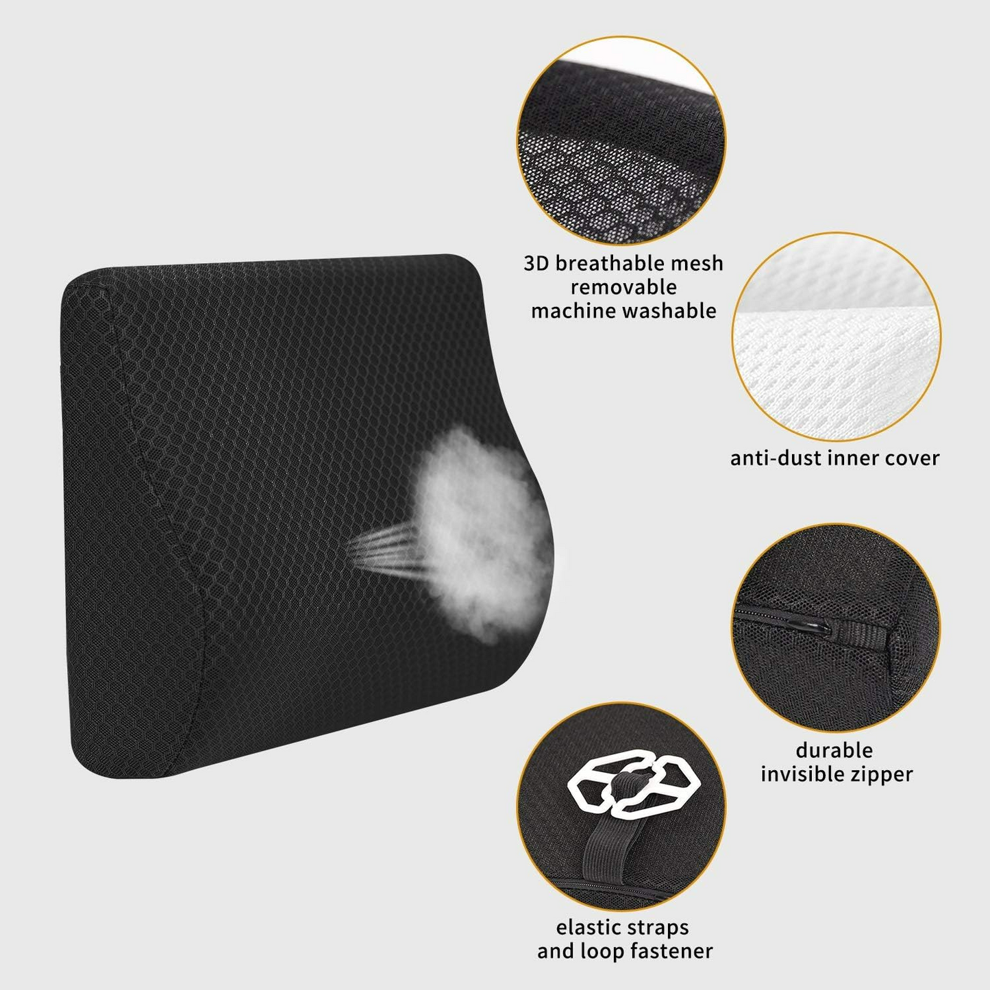 Car Lumbar Support Pillow High-Density Memory Foam for Superior Comfort - Medaid International