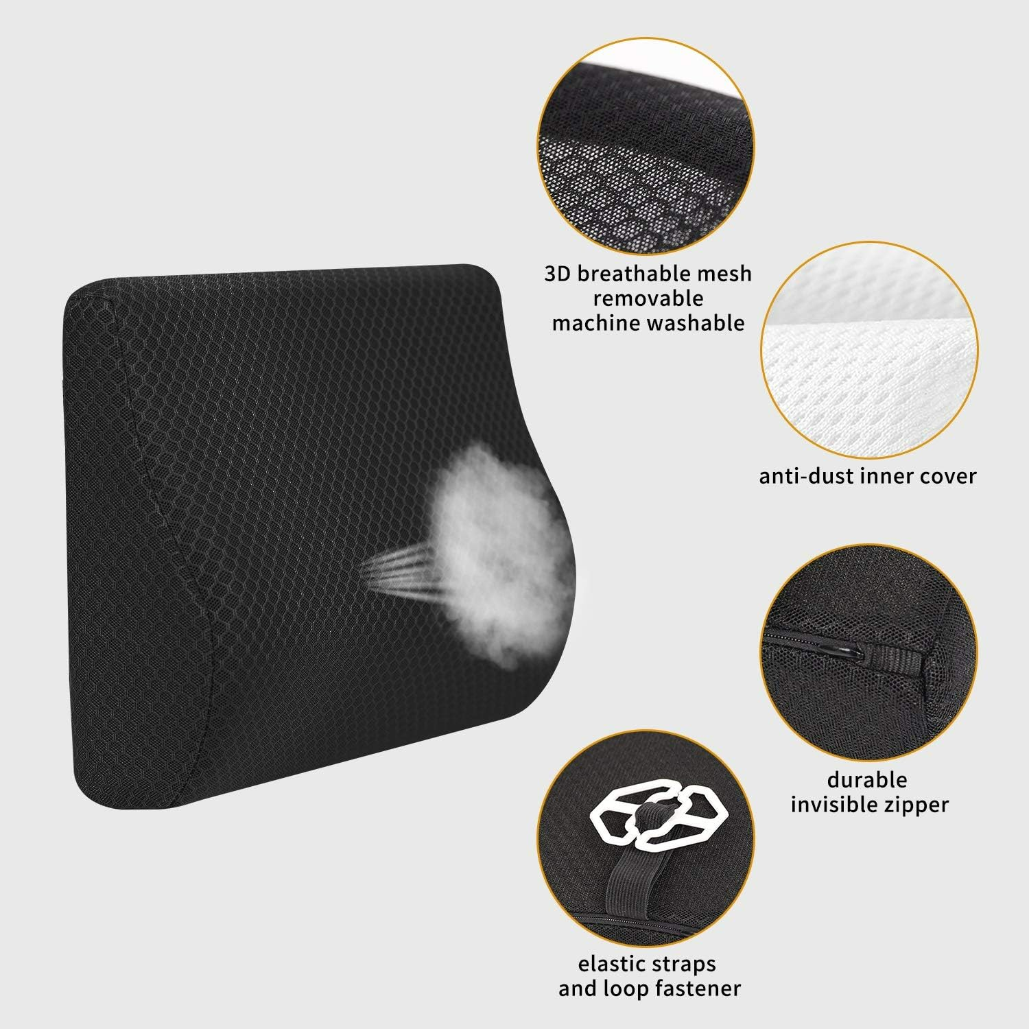 Car Lumbar Support Pillow High-Density Memory Foam for Superior Comfort - Medaid International