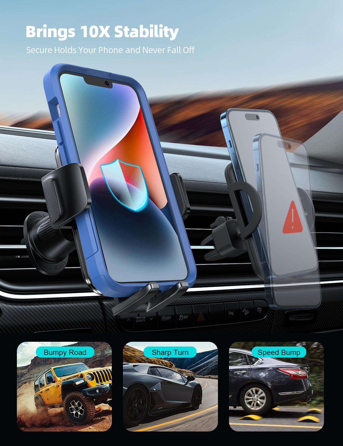 Lamicall 2025 Wider Clamp & Metal Hook Car Phone Holder Vent [Thick Cases Friendly] Phone Holders for Your Car Mount Automobile Hands Free Cradle Air Vent for iPhone 17 16 15 14 13 Pro Max Smartphone - Medaid International