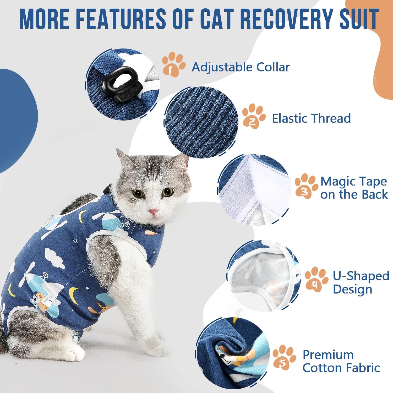 Cat Surgery Recovery Suit Kitten Onesie for Cats After Surgery