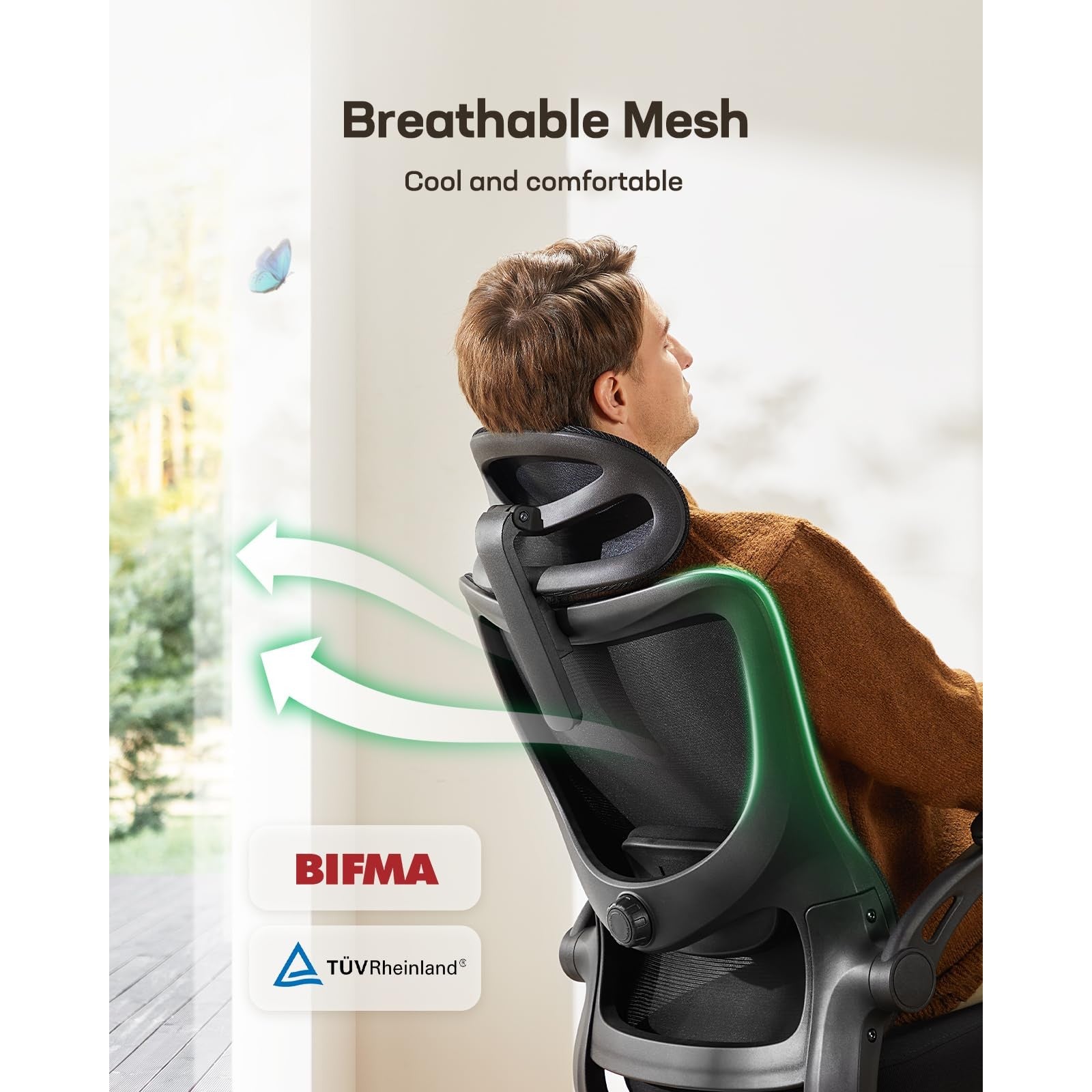 Marsail Ergonomic Office Chair: Office Computer Desk Chair with High Back Mesh and Adjustable Lumbar Support Rolling Work Swivel Task Chairs with Wheel 3D Armrests and Headrest - Medaid International