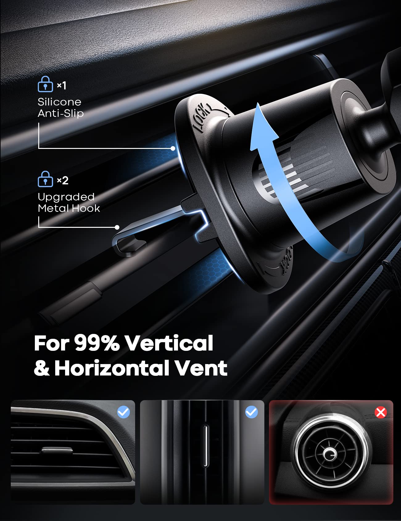 Lamicall for MagSafe Car Mount - Upgraded-2nd Generation [20 Strong Magnets] Magnetic Phone Holder Car - Air Vent Car Phone Holder Mount for iPhone 16 15 14 13 12 Pro Plus Max Mini Mag Safe Case - Medaid International