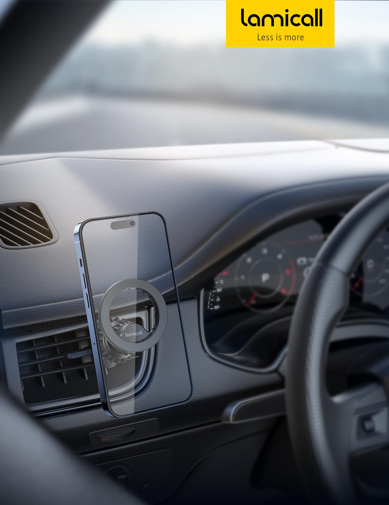 Lamicall for MagSafe Car Mount - [20 Super Magnets] Magnetic Car Phone Mount, Air Vent Phone Holder Car, Hands Free Cell Phone Holder Clip Car Accessories fit iPhone 17 16 15 14 13 Pro Plus Max - Medaid International