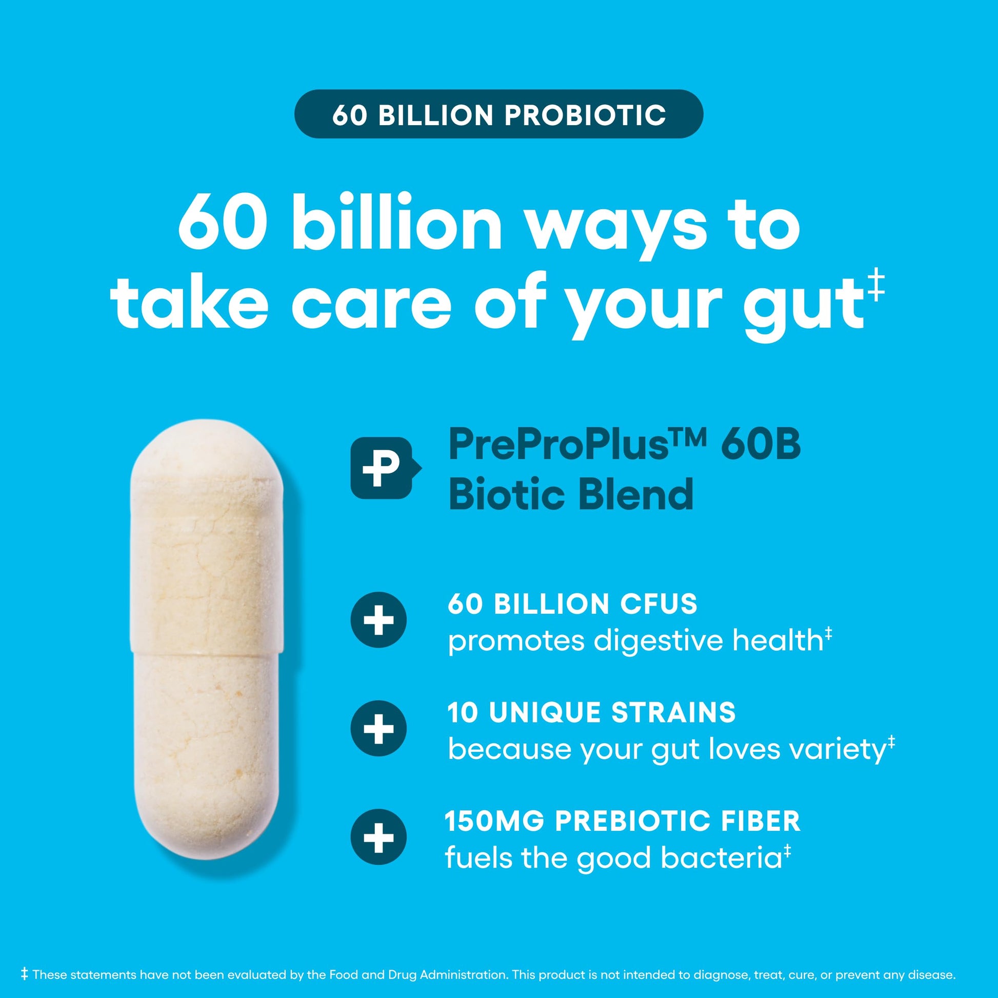 Physician's CHOICE Probiotics 60 Billion CFU - 10 Strains + Organic Prebiotics - Immune, Digestive & Gut Health - Supports Occasional Constipation, Diarrhea, Gas & Bloating - for Women & Men - 60ct - Medaid International