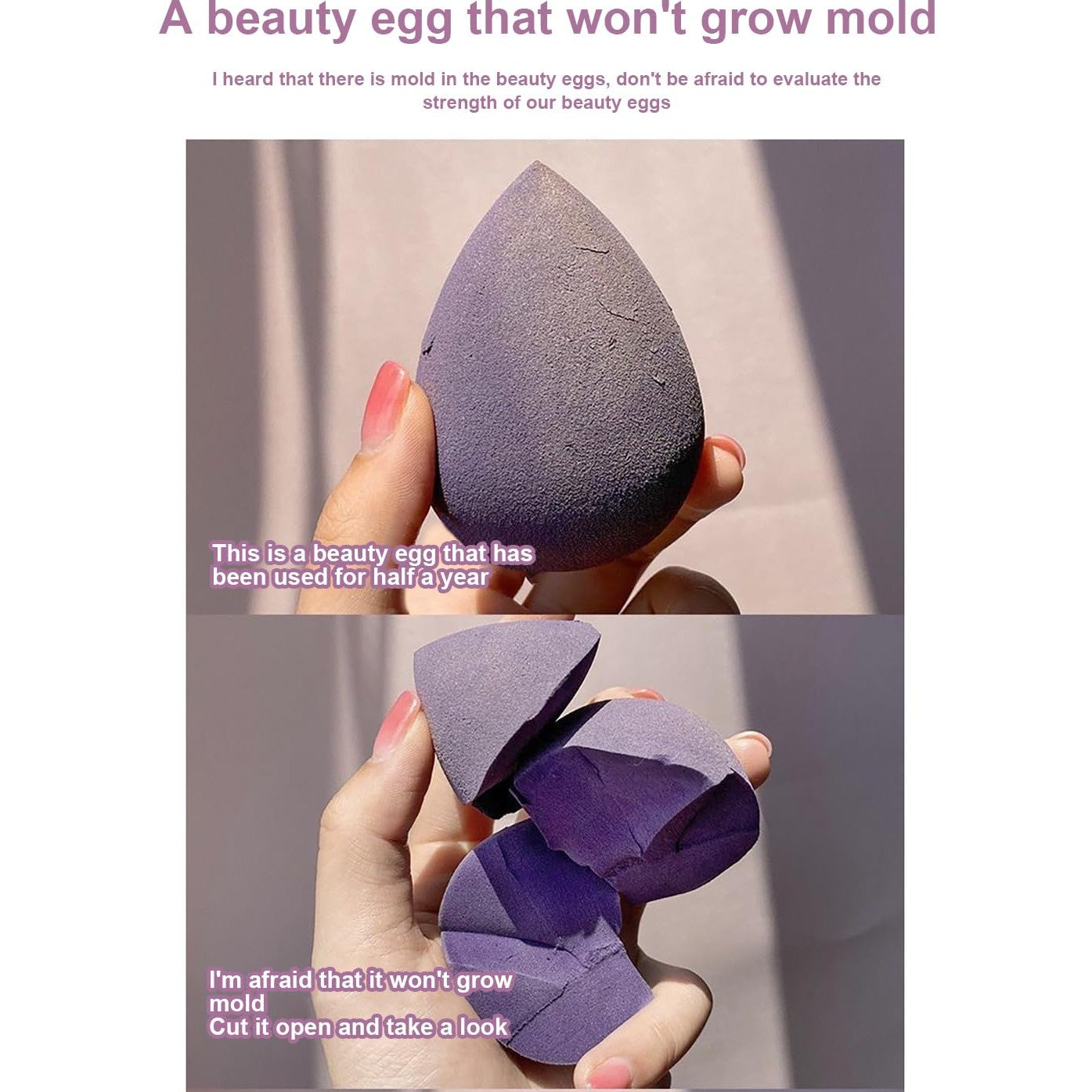 4pcs Makeup Sponges Set - Beauty Sponges with Egg Case, Flawless for Cream, Powder and Liquid, Purple DJA643-04 - Medaid International
