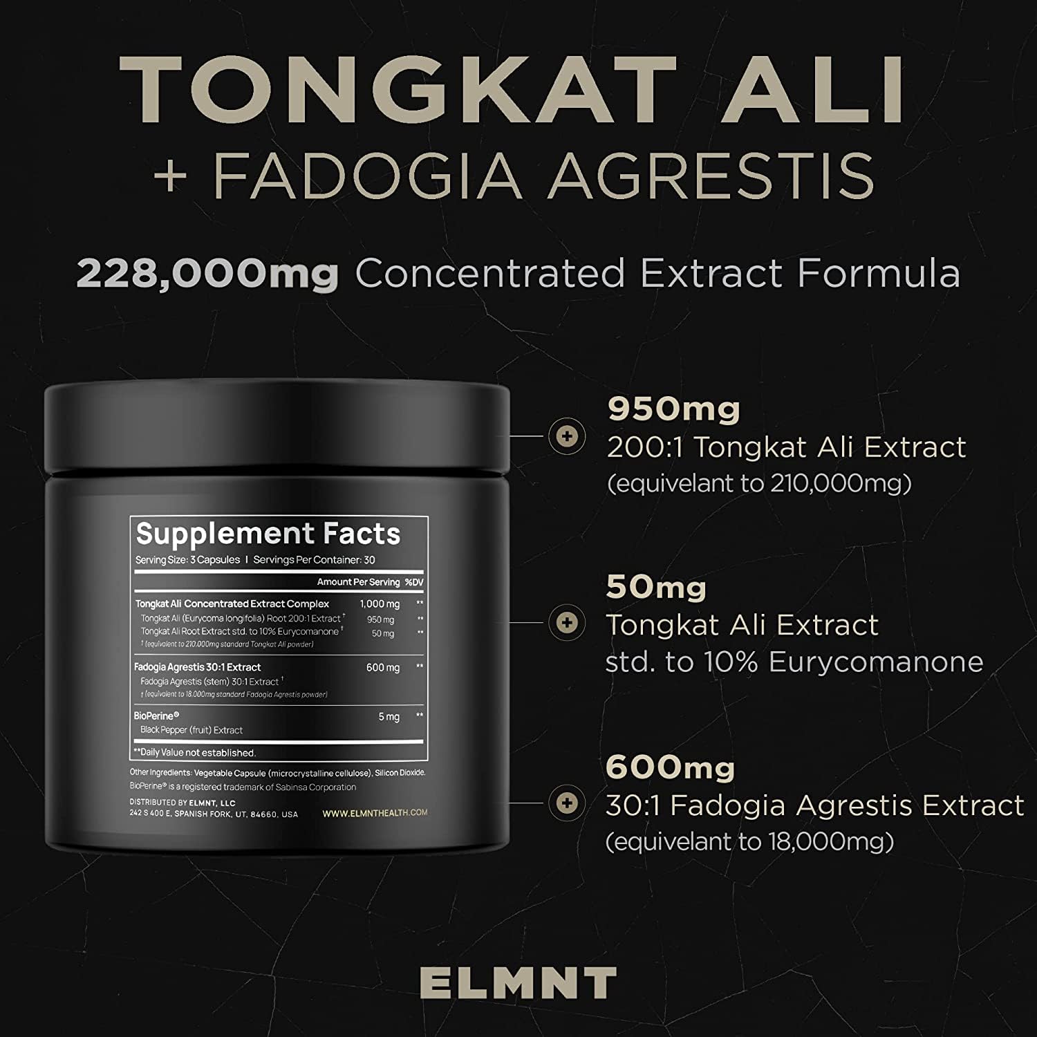 228,000mg 200x Strength Tongkat Ali for Men w. 30x Fadogia Agrestis Extract - 10% Eurycomanone Highest Potency Longjack Fadogia Agrestis Tongkat Ali Supplement - Muscle Growth Support Pills for Men - Medaid International