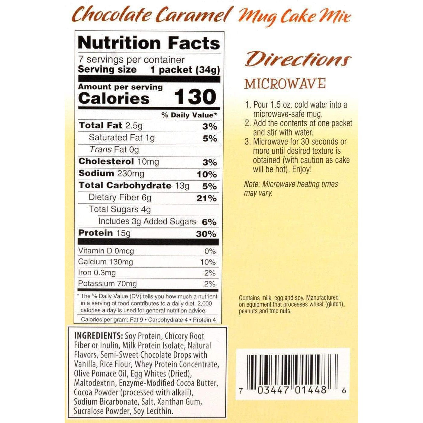HealthSmart High Protein Chocolate Caramel Mug Cake Mix, 15g Protein, Low Calorie, Low Carb, Low Fat, High Fiber, No Gluten Ingredients, KETO Friendly, Ideal Protein Compatible, 7 Individual Servings - Medaid International